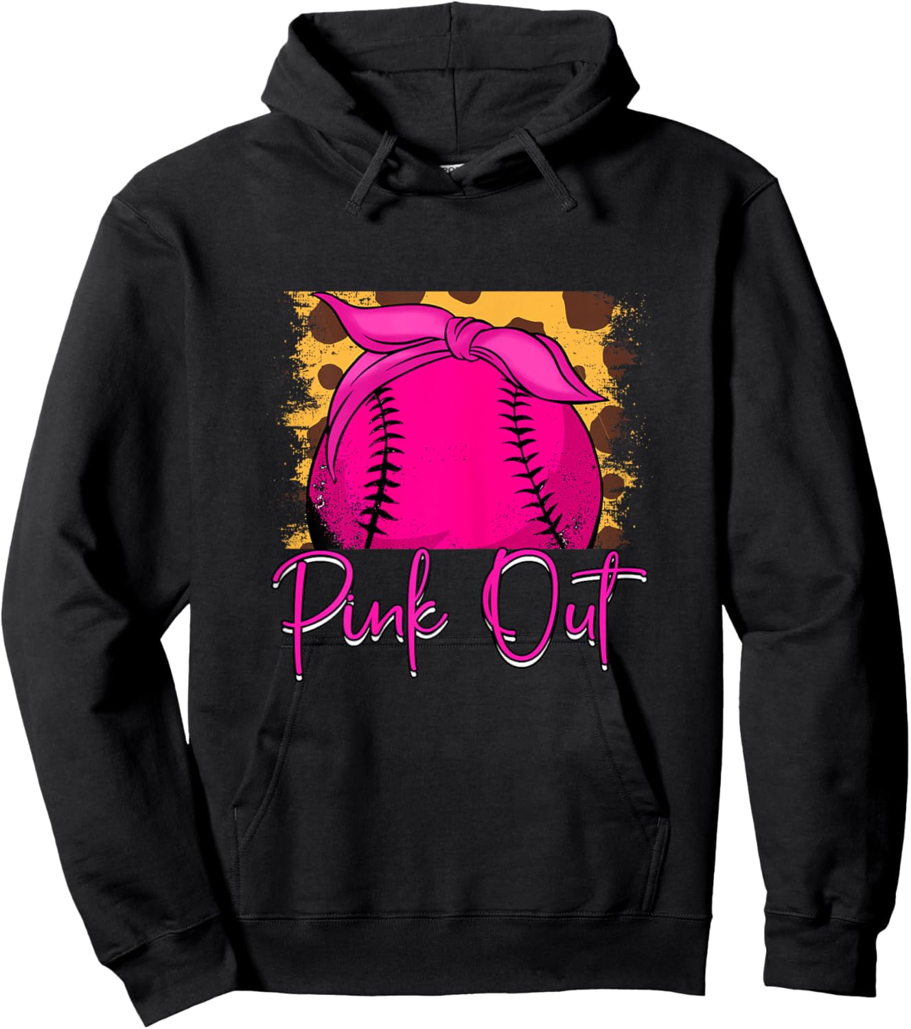 Pink Out Softball Breast Cancer Awareness Hoodie - Hoodie | Black
