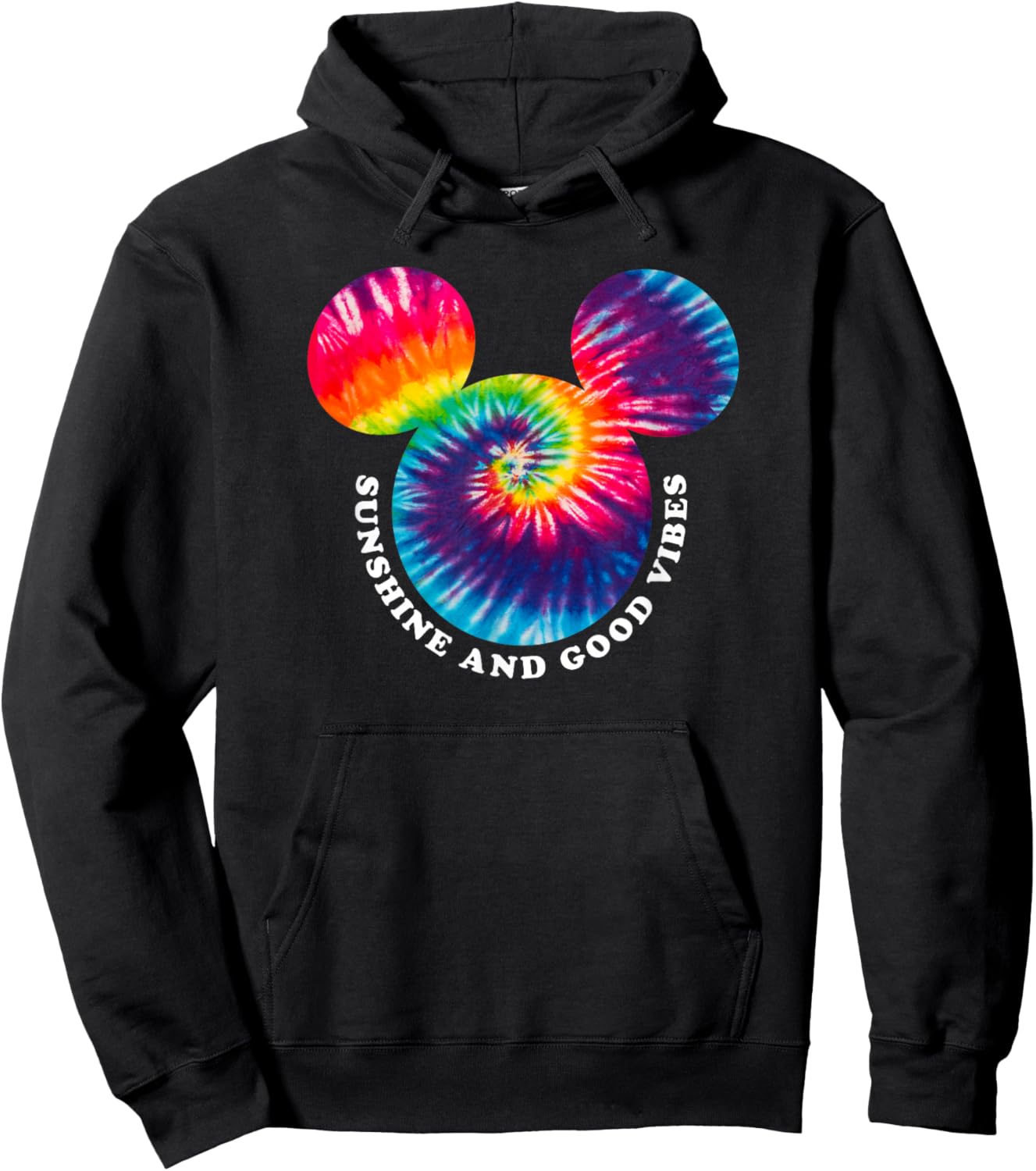 Disney Mickey And Friends Tie Dye Mickey Mouse Silhouette Hoodie - Hoodie | Black