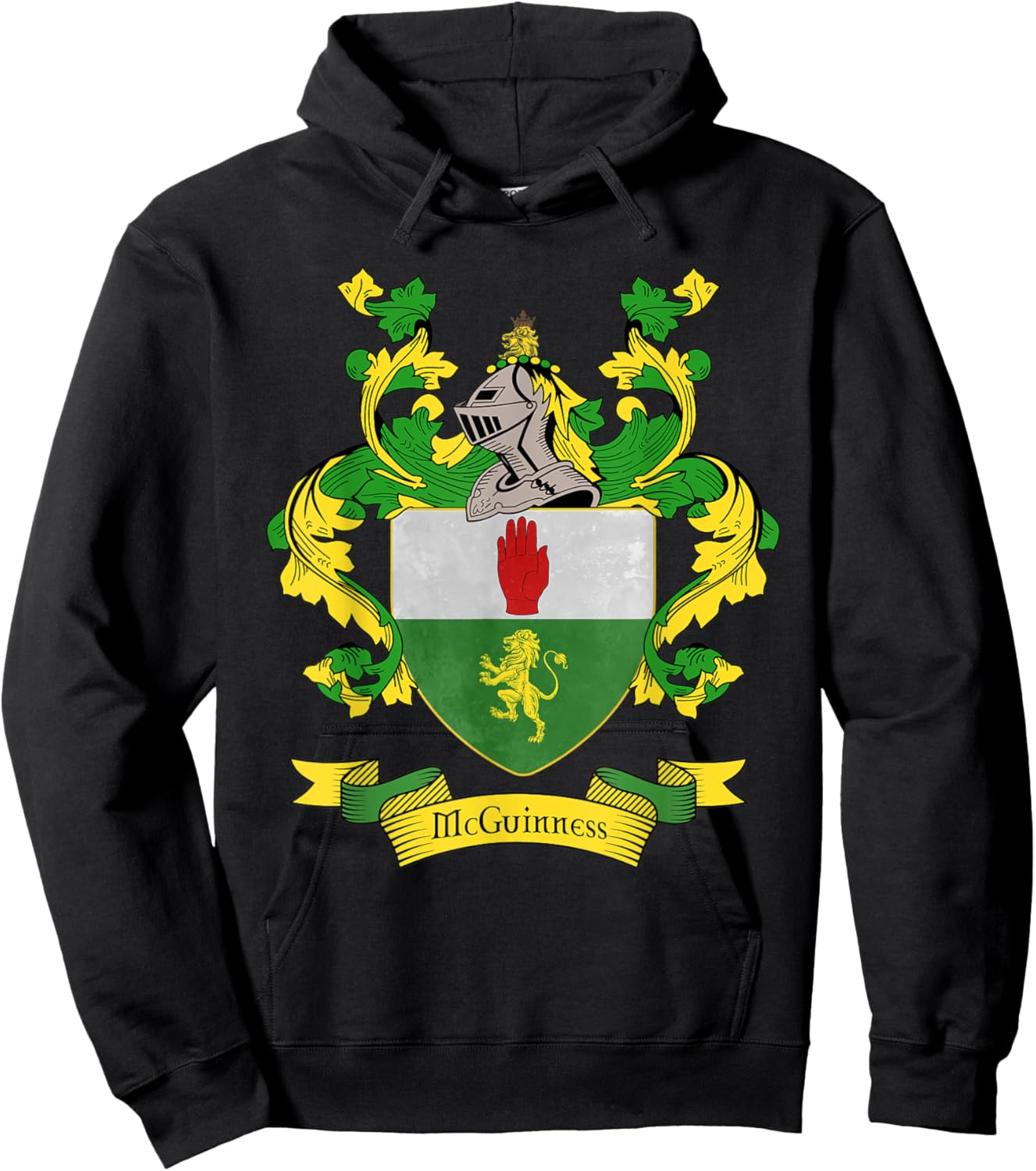 McGuinness Coat of Arms | McGuinness Surname Family Crest Hoodie - Hoodie | Black