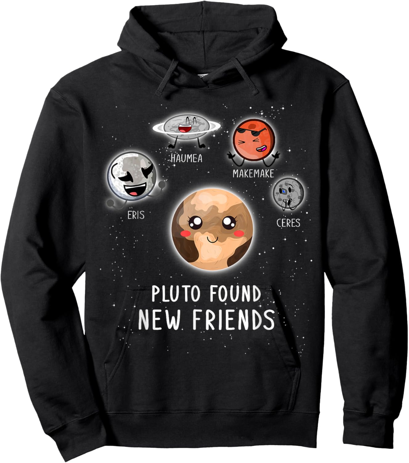 Pluto Found New Friend Planet Face Hoodie - Hoodie | Black