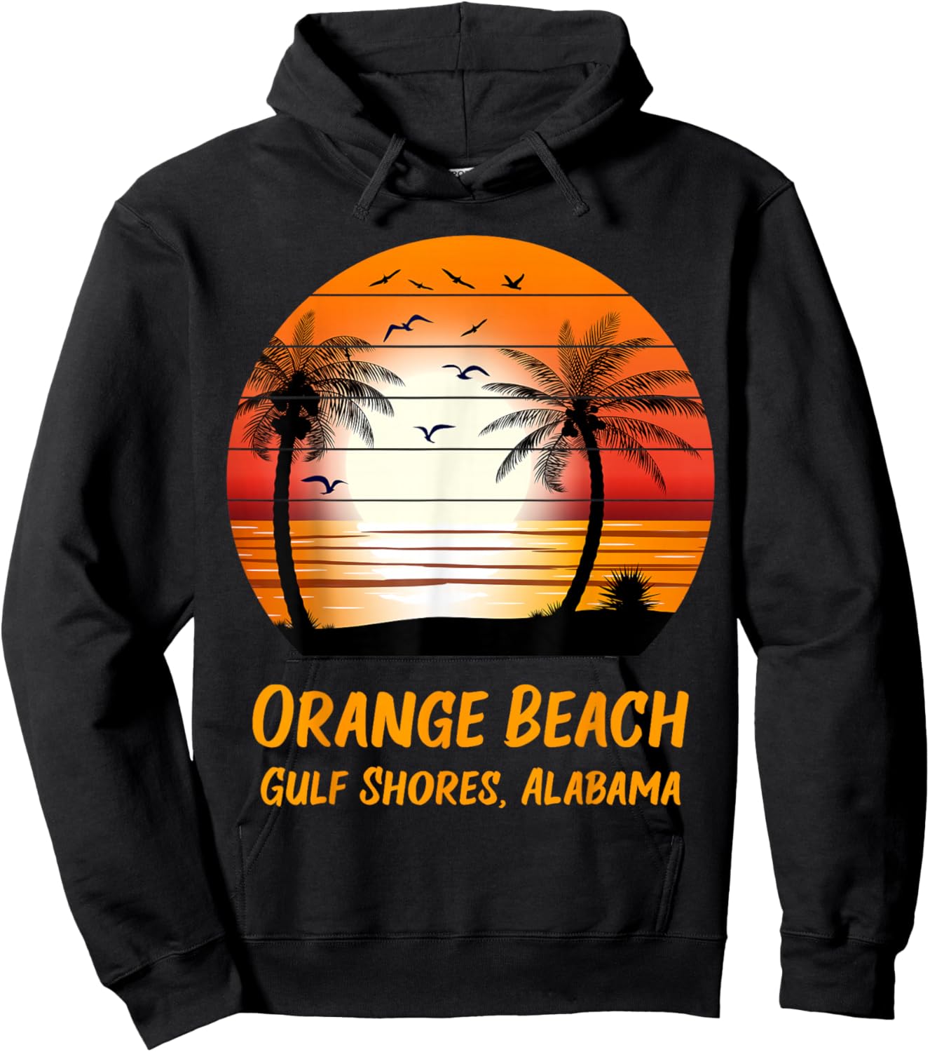 Orange Beach Gulf Shores Alabama Vintage Sunset Retro Summer Hoodie - Hoodie | Black