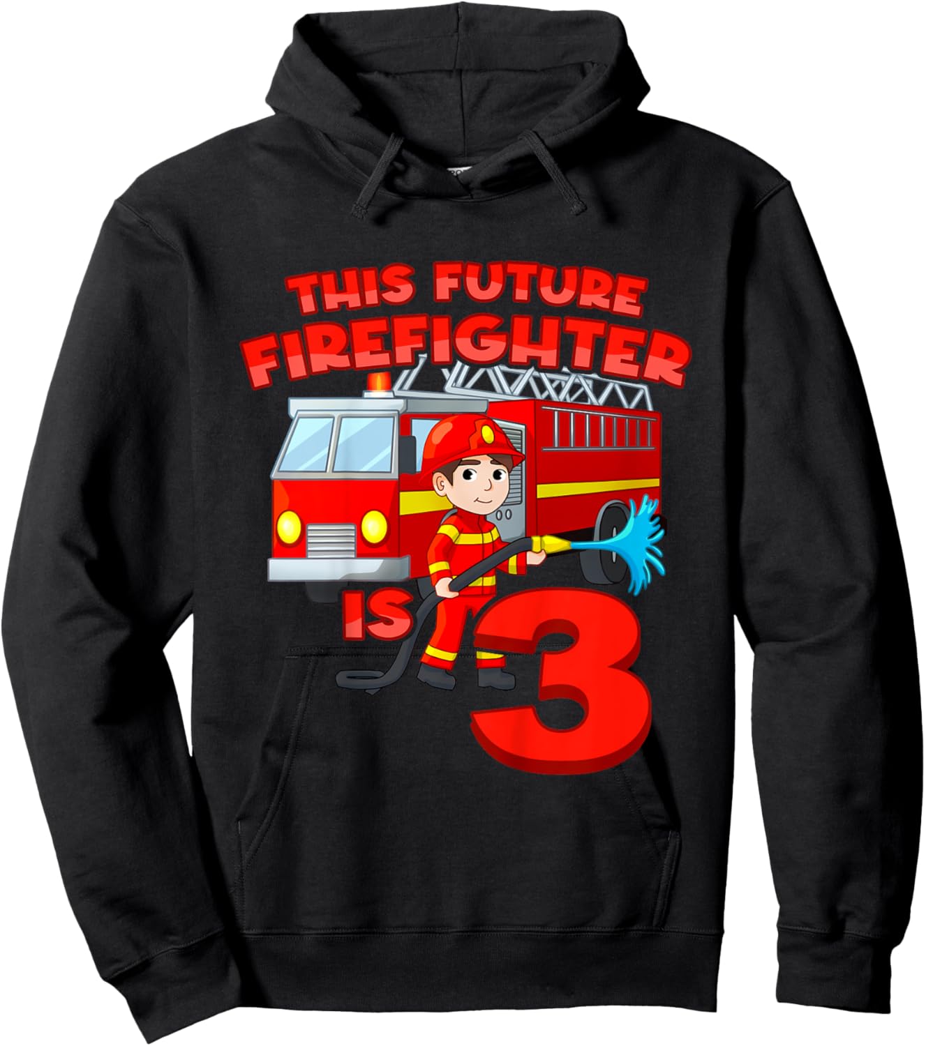 3th Birthday Future Firefighter With Fire Truck 3 Year Old Hoodie - Hoodie | Black