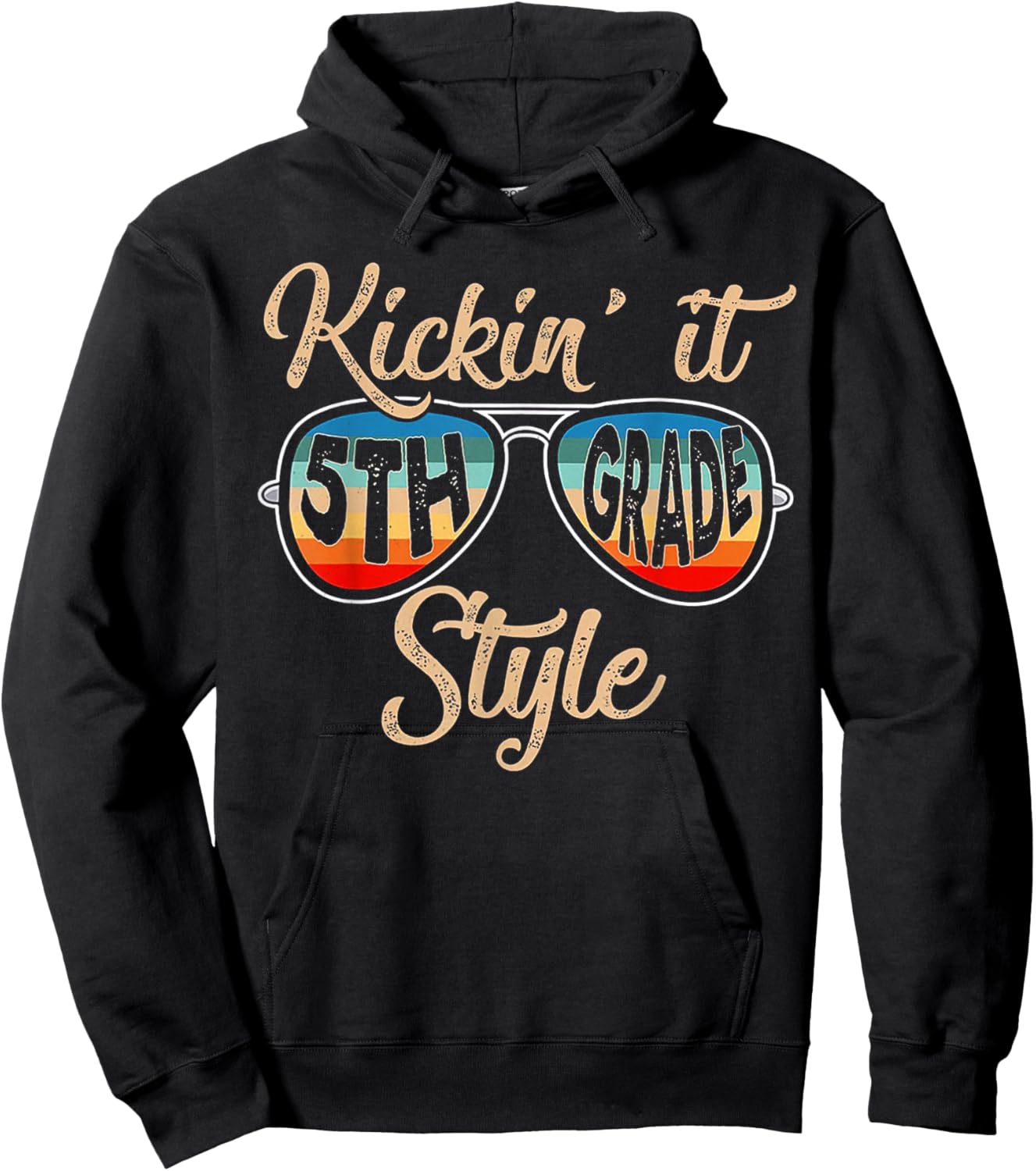 Retro Vintage Kickin' It 5th Grade Sunglasses Hoodie - Hoodie | Black
