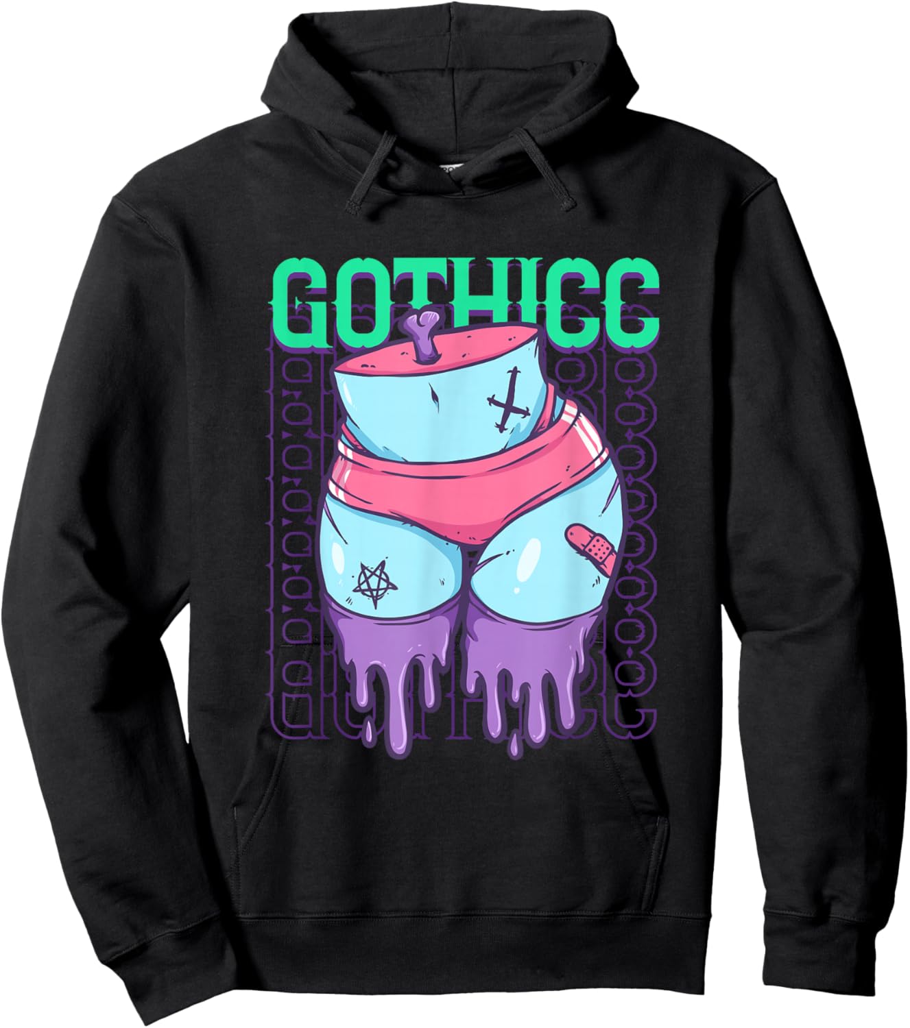 Gothic Emo Gothicc Pastel Goth Thick Thighs Booty Hoodie - Hoodie | Black