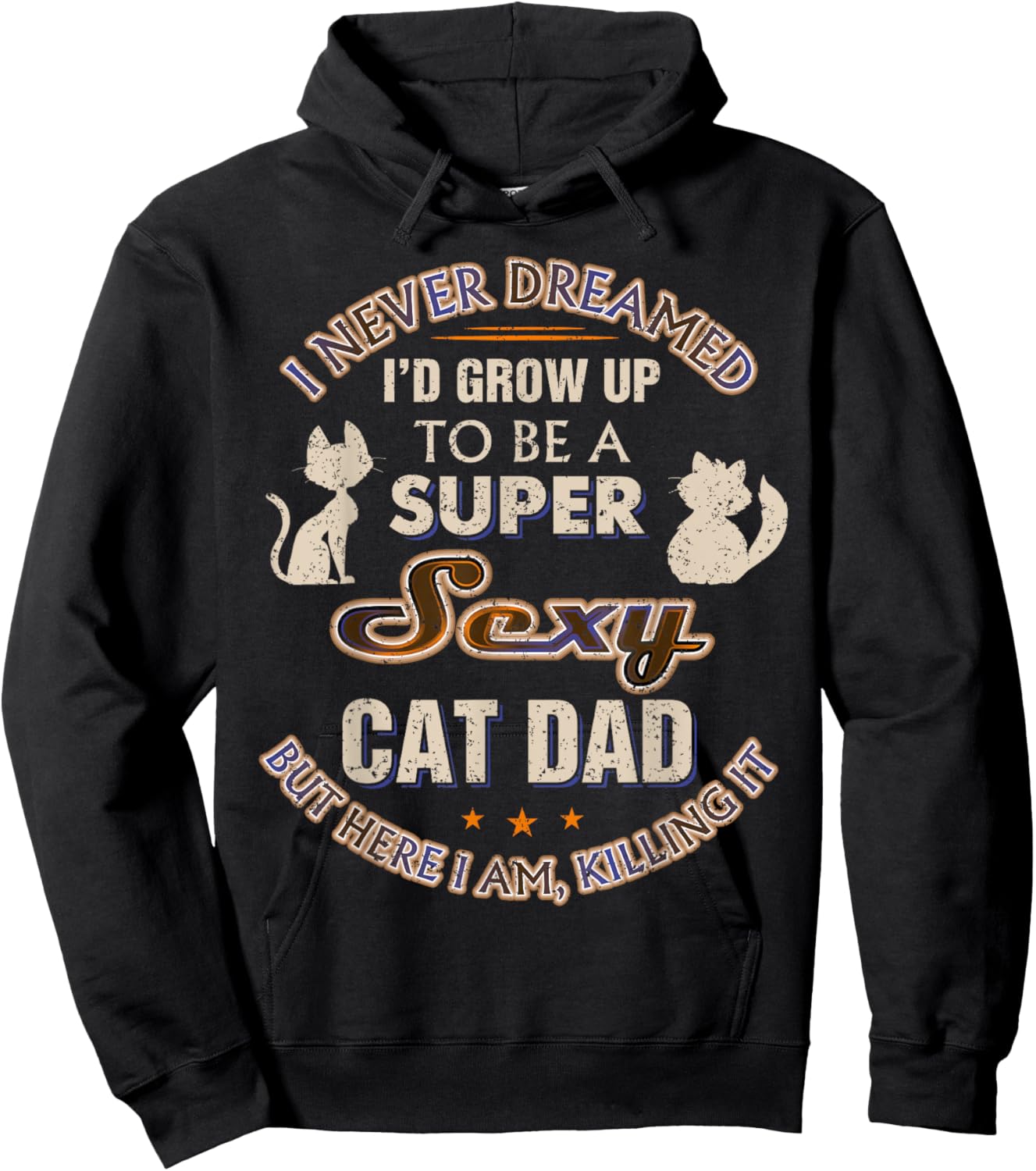 Sexy Cat Dad Funny Cat Lover Husband Son Christmas Cat Daddy Hoodie - Hoodie | Black
