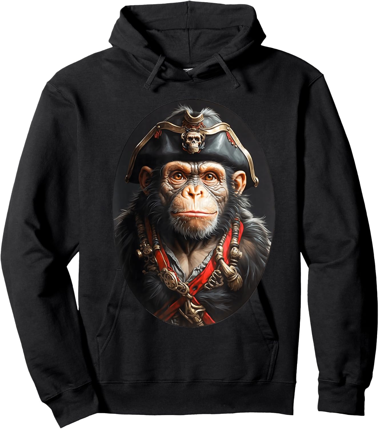Pirate Chimpanzee Captain - Swashbuckling Monkey Pirate Art Hoodie - Hoodie | Black