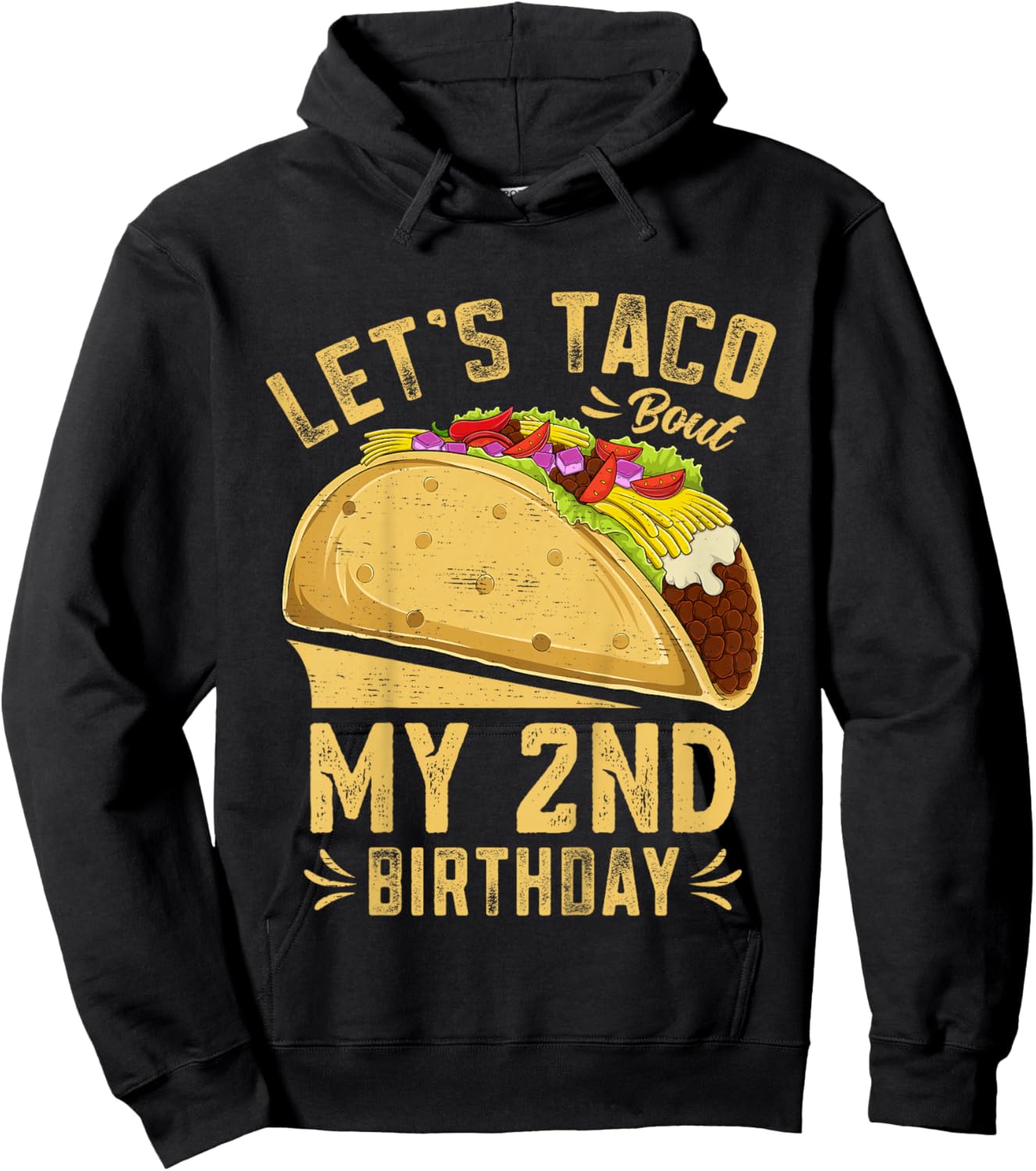 2 Year Old Funny Let's Taco Bout My 2nd Birthday Hoodie - Hoodie | Black