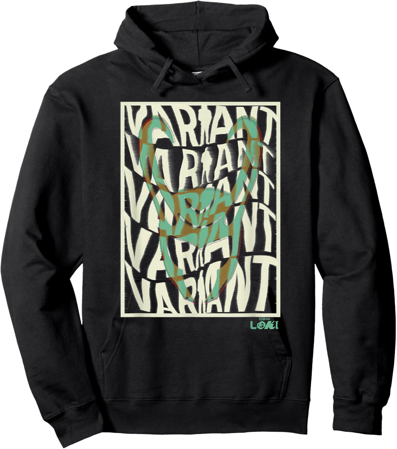 Marvel Loki Variant Word Stack Square Loki Horns Hoodie - Hoodie | Black