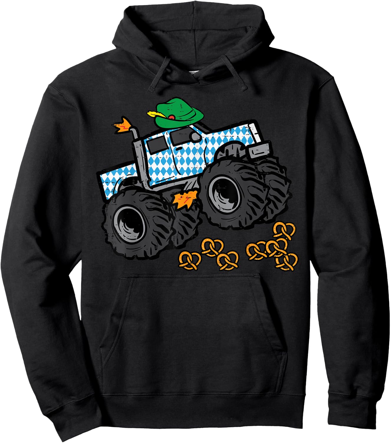 Oktoberfest Monster Truck Pretzels German Toddler Boys Kids Hoodie - Hoodie | Black