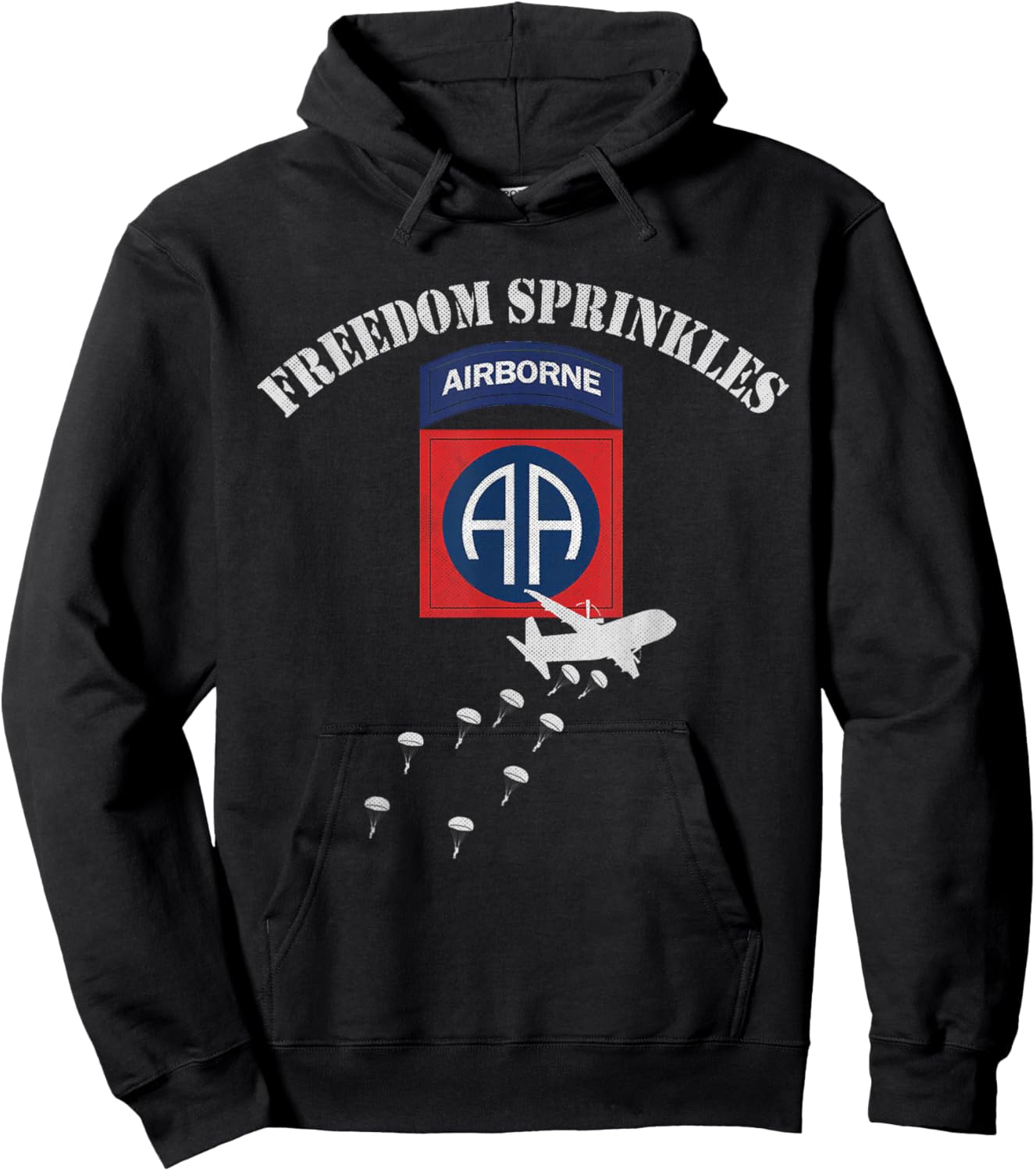 Proud U.S. 82nd Airborne Veterans Day Gifts 82nd Airborne Division Paratrooper Veteran Freedom Sprinkles Black 3X-Large -Adults Short Sleeve Hoodie - Hoodie | Black