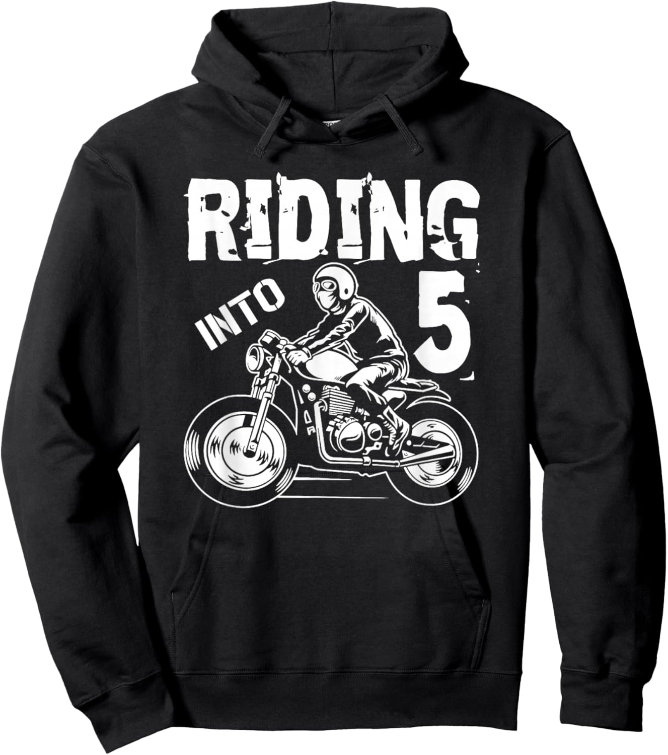 Riding Into 5 Years Old 5th Birthday Kids Motorcycle Party Hoodie - Hoodie | Black