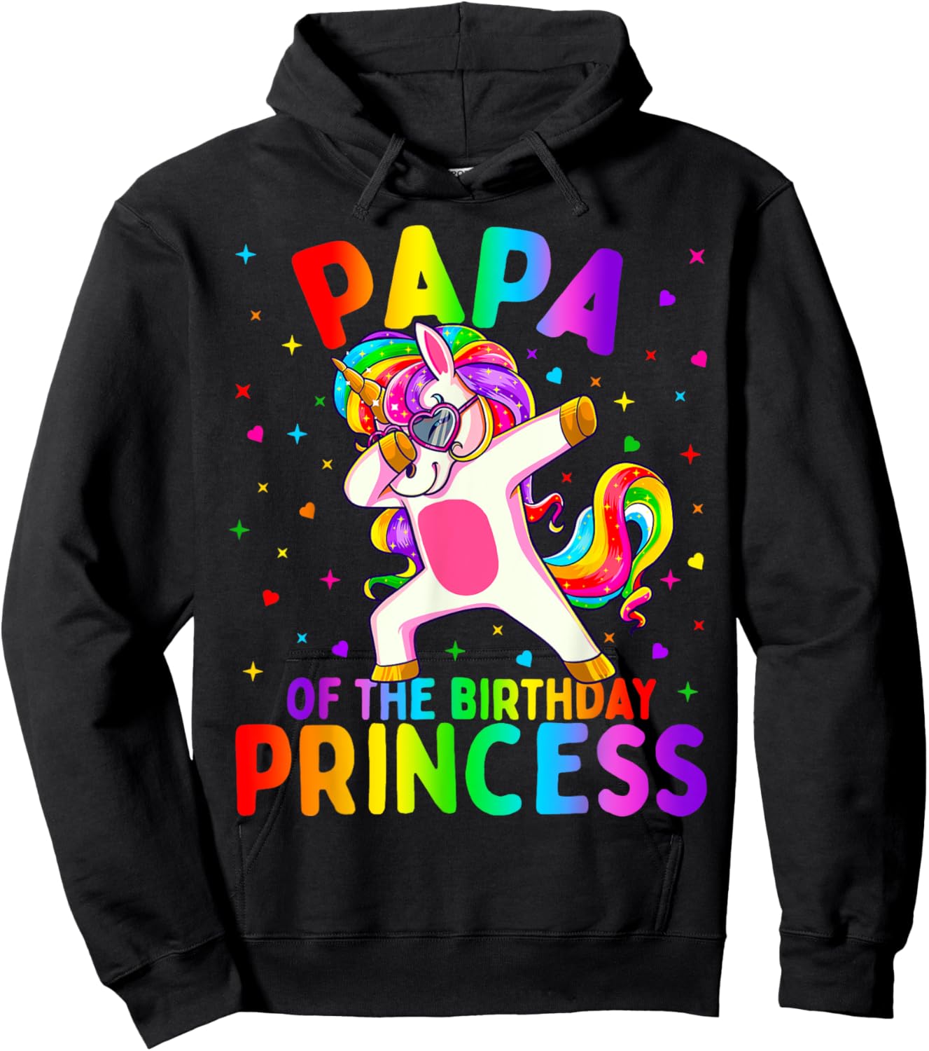 Papa of the Birthday Princess Girl Dabbing Unicorn Hoodie - Hoodie | Black