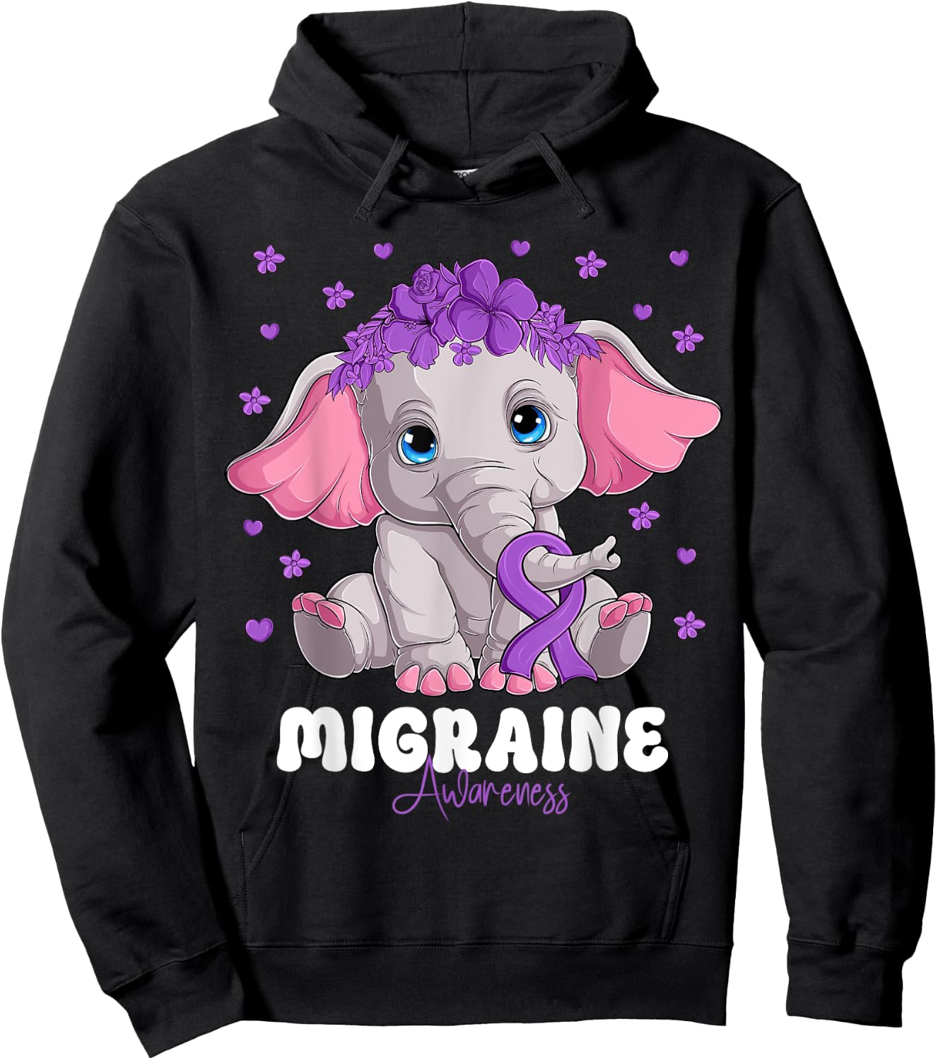 Purple Ribbon Survivor Warrior Migraine Awareness Hoodie - Hoodie | Black