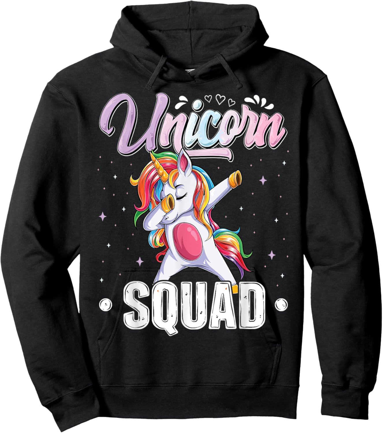 Unicorn Birthday party matching Set Family Unicorn Squad Hoodie - Hoodie | Black
