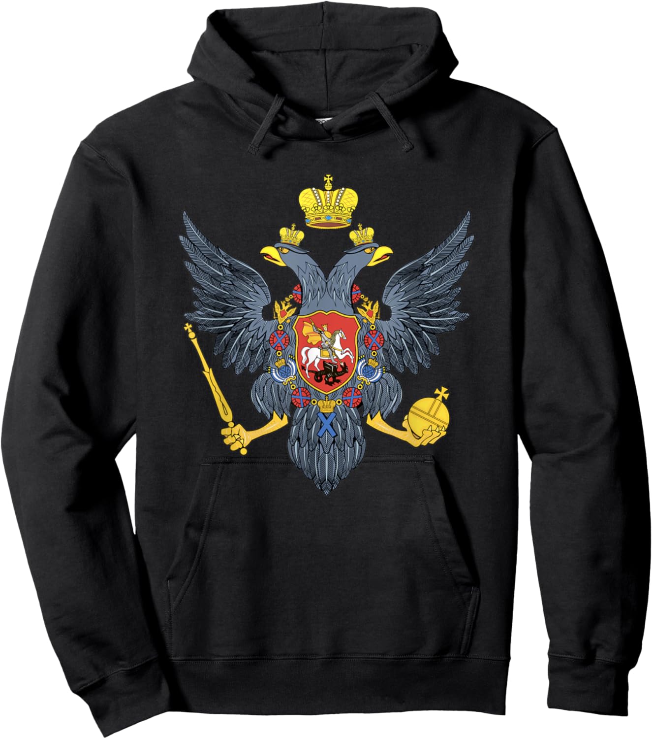 Double Headed Eagle Russian Coat Of Arms Russia Hoodie - Hoodie | Black