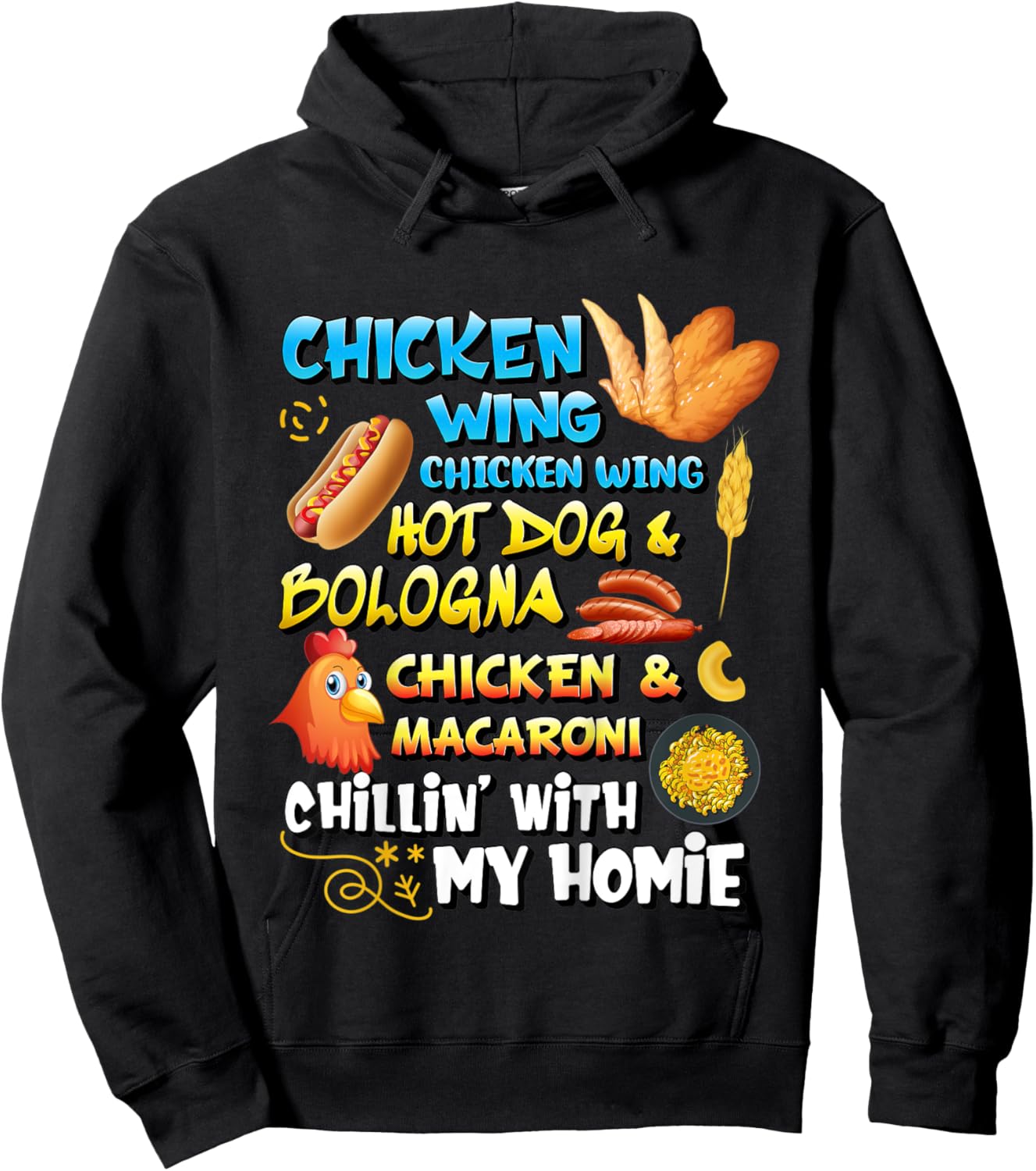 Viral Chicken Wing Chicken Wing Hot Dog Bologna Song lyric for Kids Hoodie - Hoodie | Black