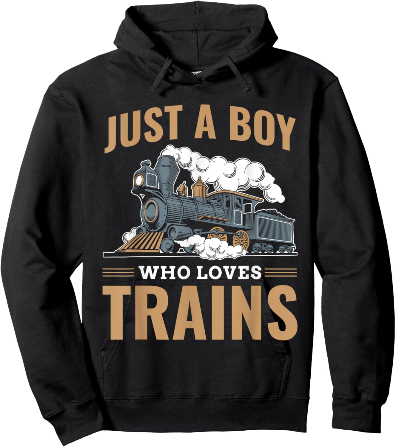 Just A Boy Who Loves Trains Model Railroad Train Locomotive Hoodie - Hoodie | Black