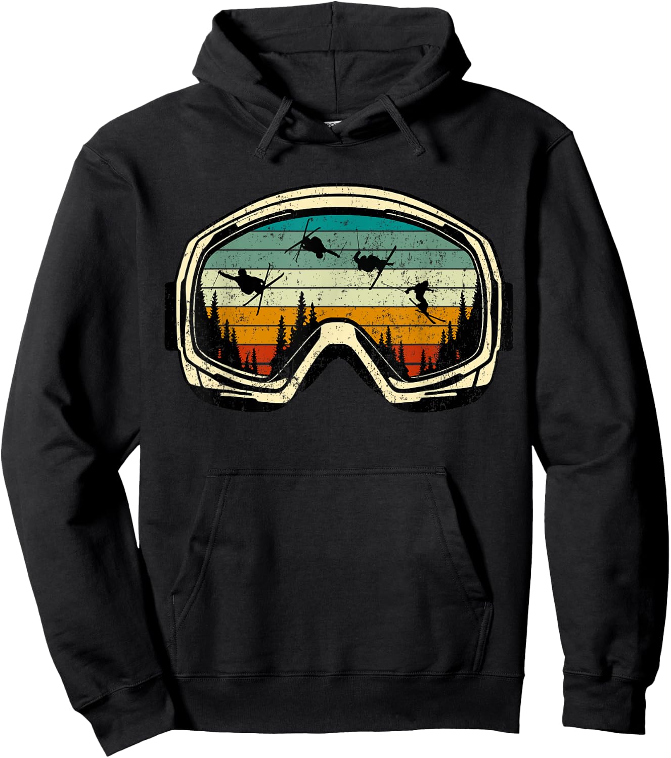 Ski Goggles Mountain Free Style Retro tricks Winter Vacation Hoodie - Hoodie | Black