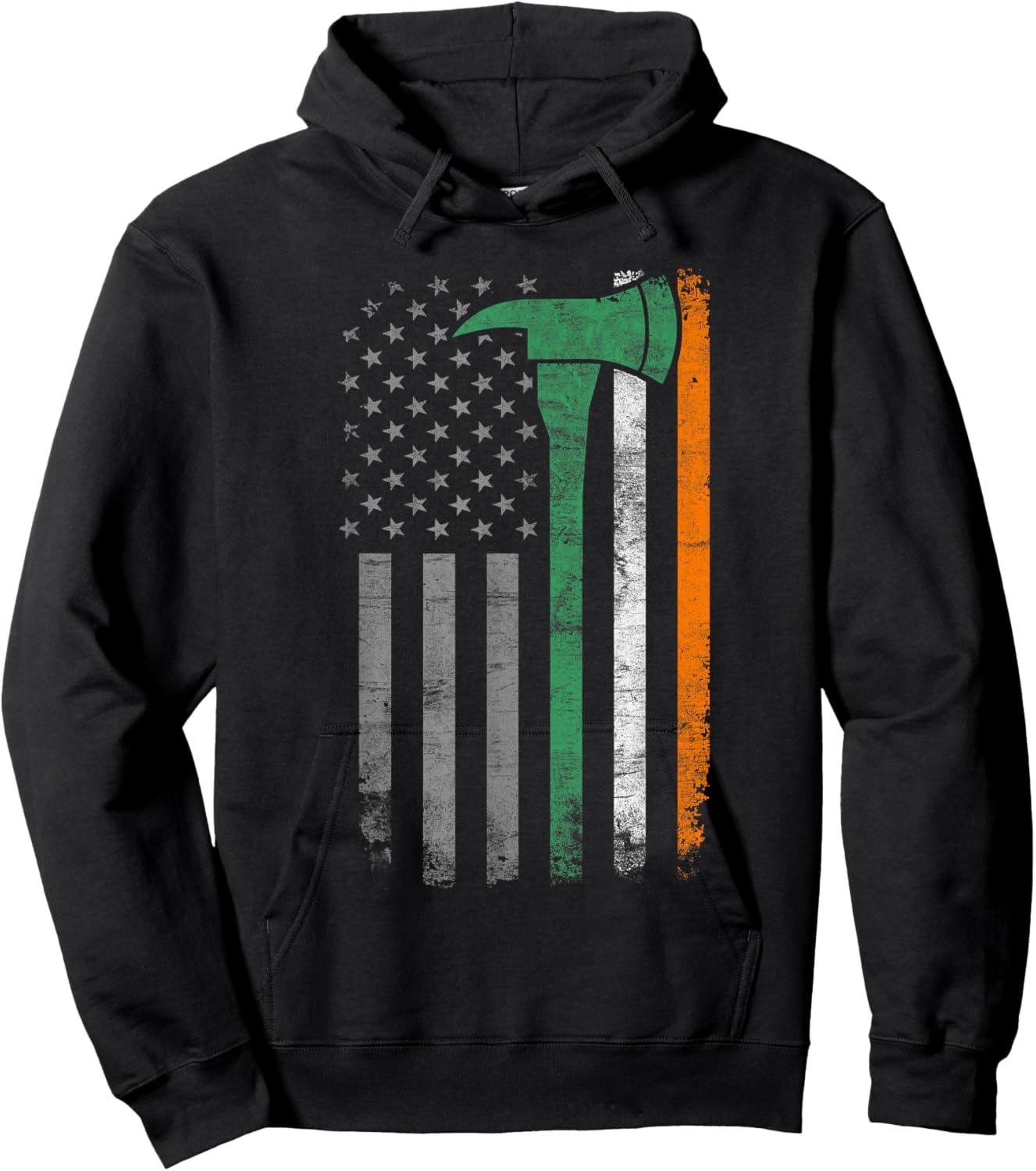 Firefighter St Patrick Day Shirt Vintage Axes American Flag Kids Men Hoodie - Hoodie | Black