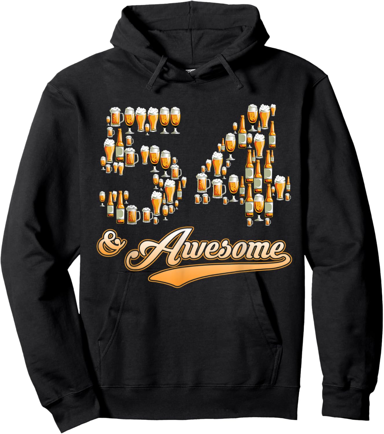 54 Birthday Beer Gift Awesome Beers Fill The 54 Years Number Hoodie - Hoodie | Black