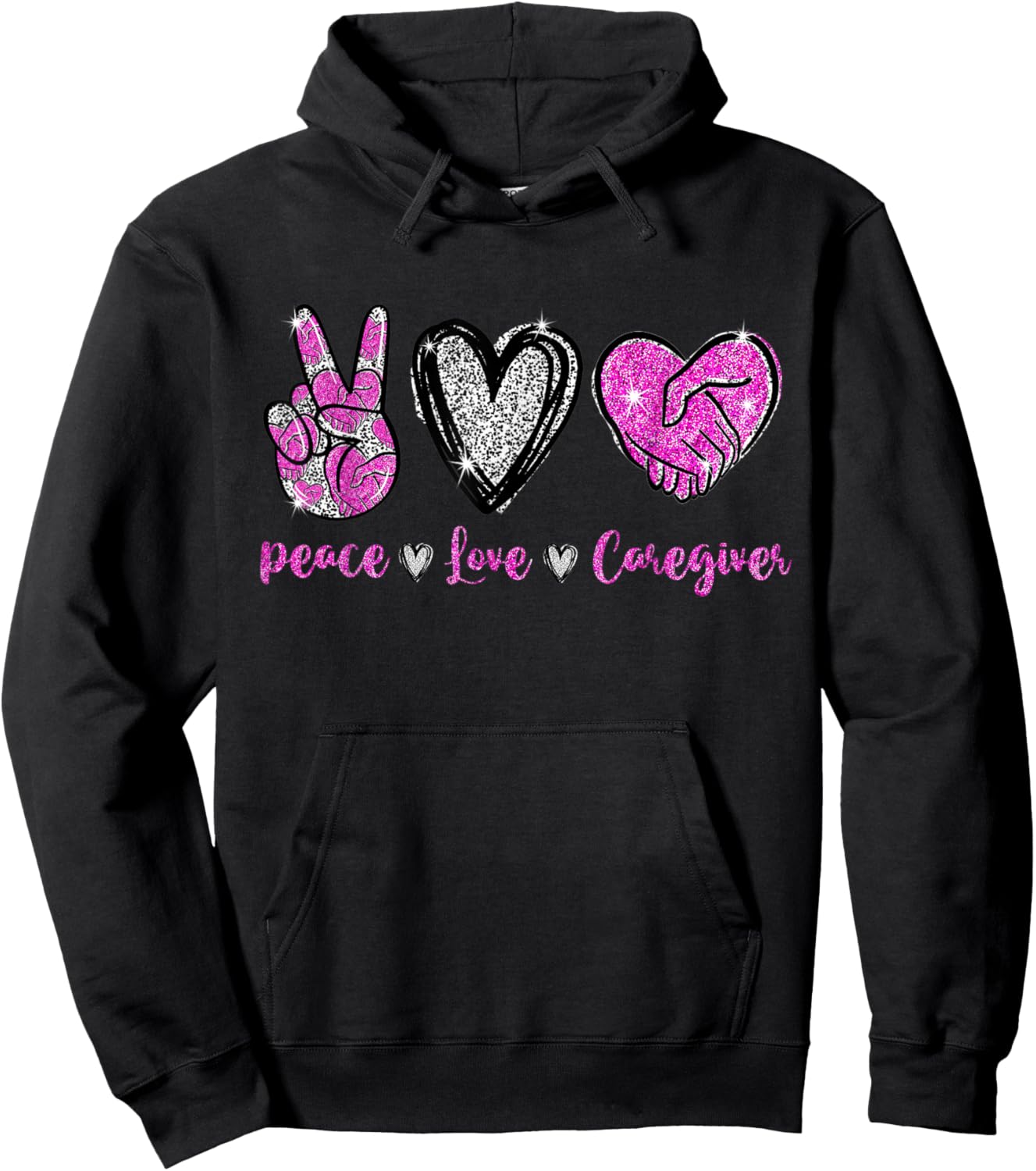 Peace Love Caregiver - Cute Caregiver Life Nurse Hoodie - Hoodie | Black