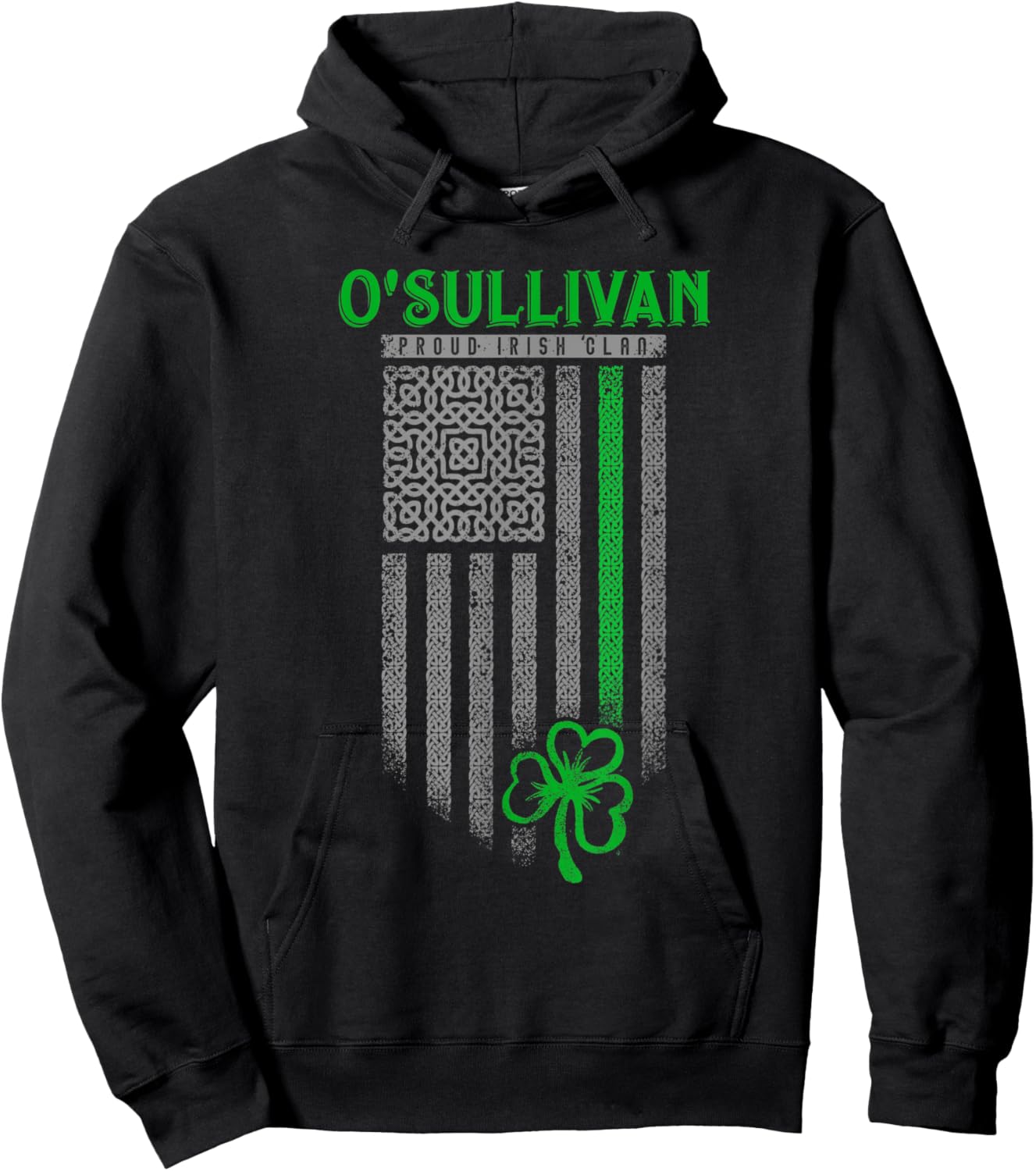 O'Sullivan Irish Heritage Shamrock USA Flag - O'Sulli Family Kids Men Hoodie - Hoodie | Black