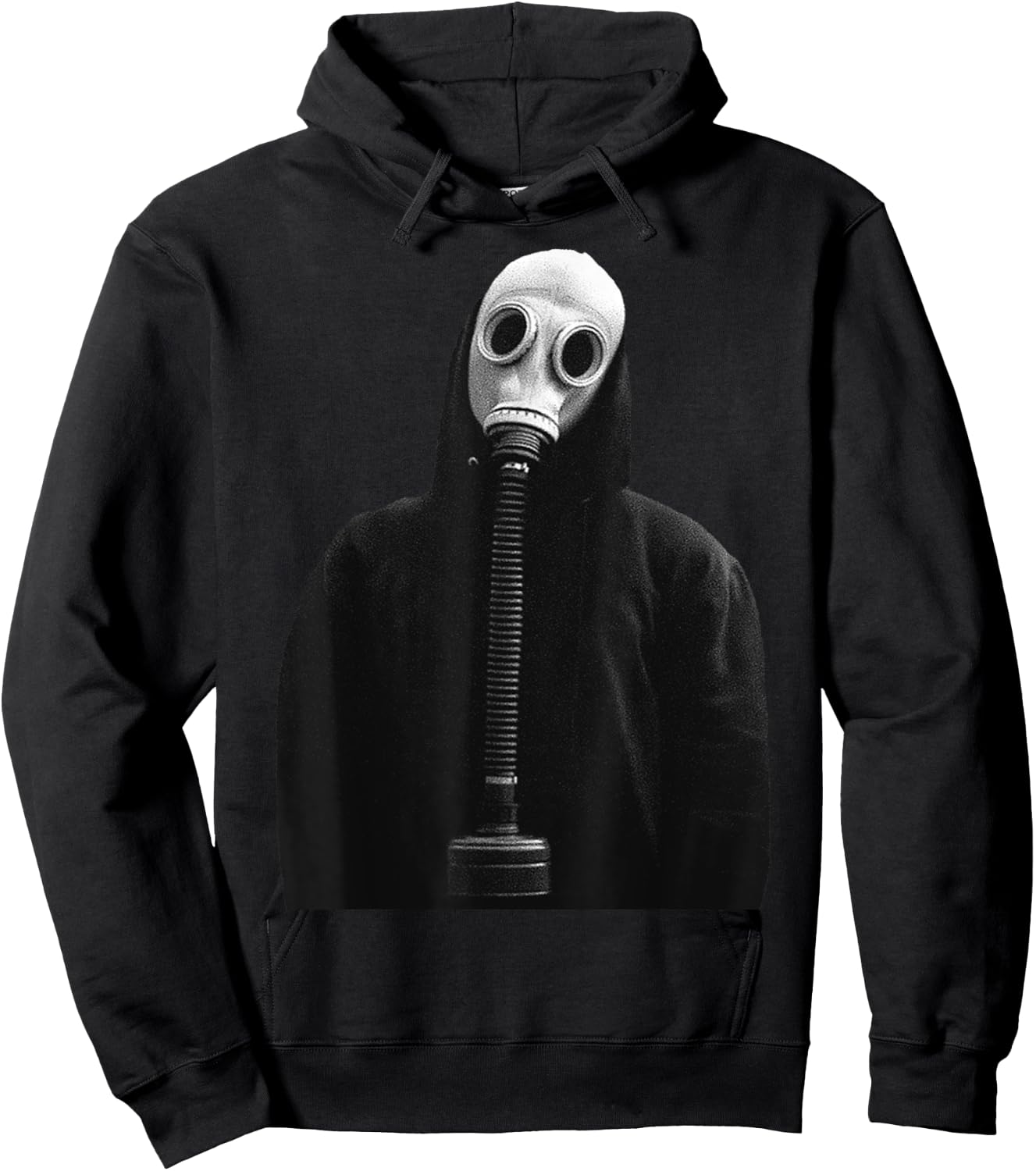 Eagerlys The Man in Black Wearing Gas Mask Vintage Hoodie - Hoodie | Black