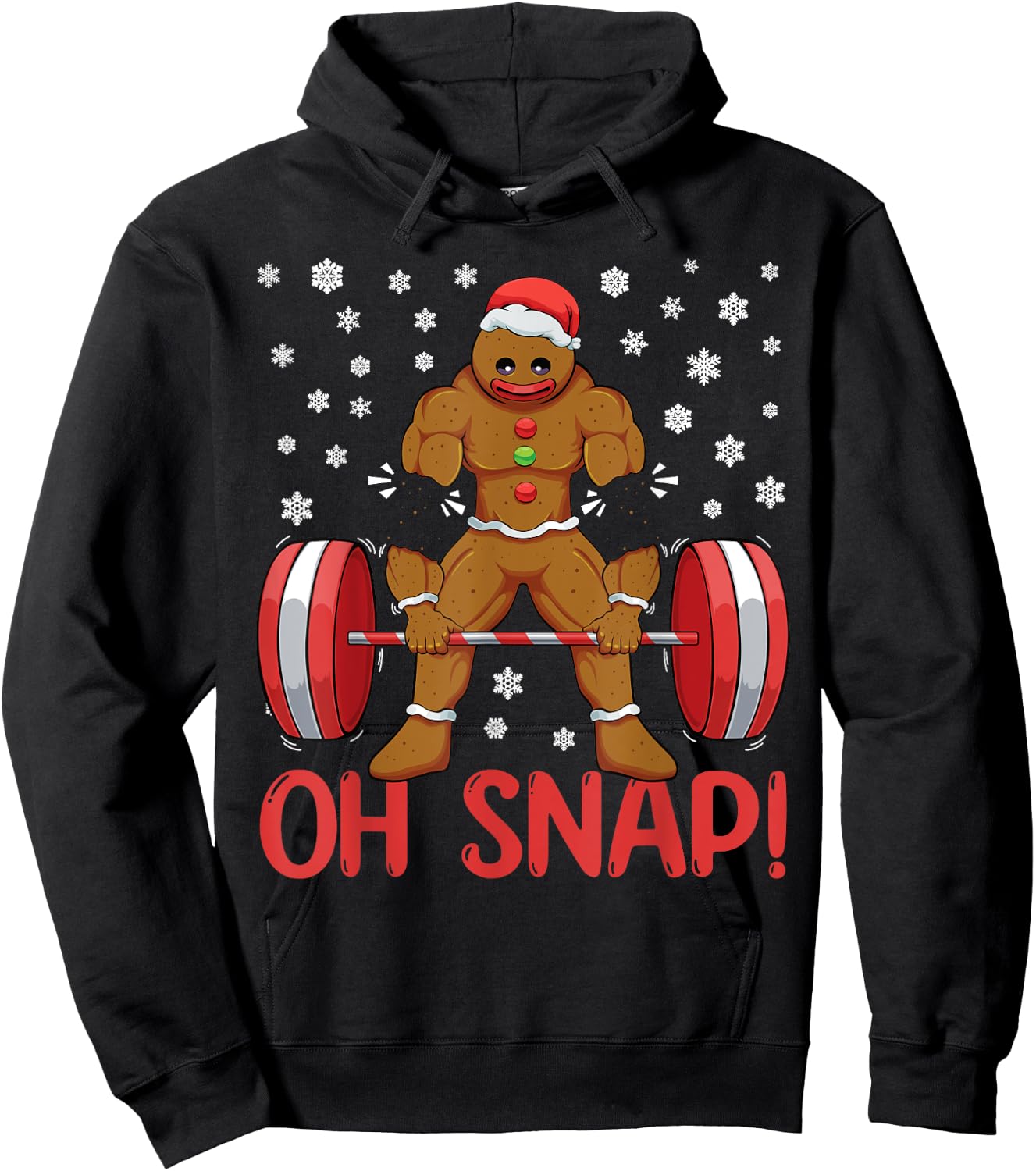Christmas Deadlifts Workout Oh Snap Gingerbread Man Gym Hoodie - Hoodie | Black