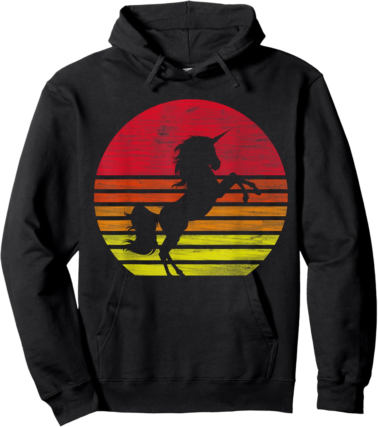 Einhrner Geschenke Retro Unicorn Silhouette - -Adults, Black, Small Hoodie - Hoodie | Black