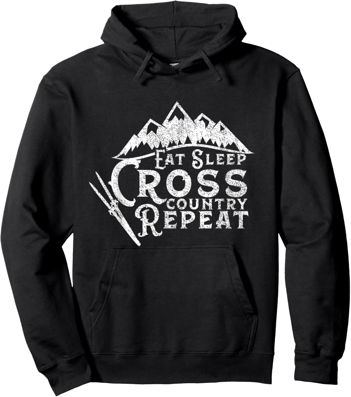 Eat Sleep Cross Country Repeat XC Skiing Cross-Country Ski Hoodie - Hoodie | Black