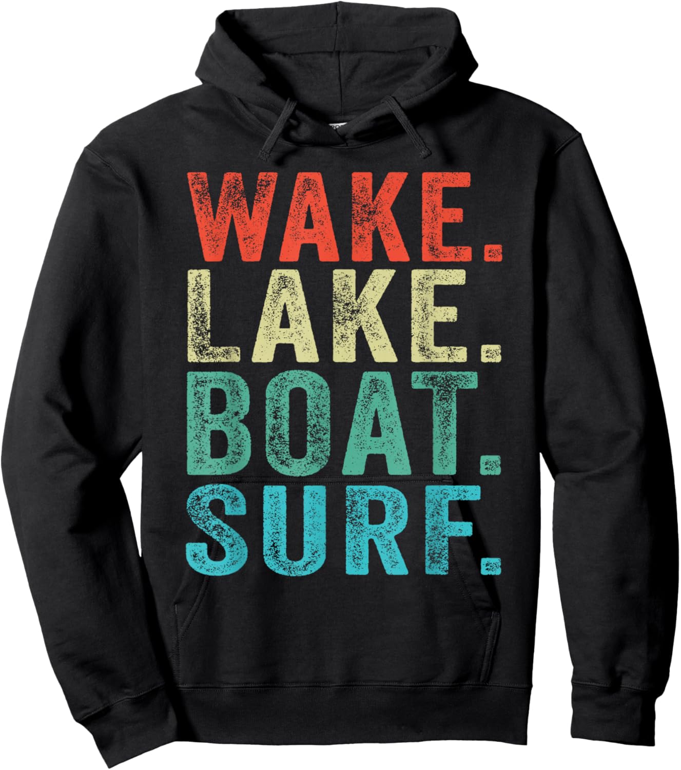 Wake Lake Boat Surf Surfing Surfboards Beach Retro Vintage Hoodie - Hoodie | Black