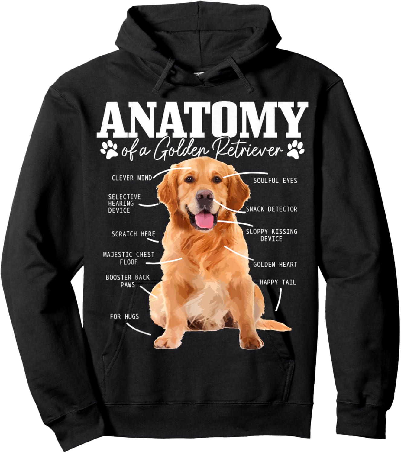 Anatomy Of A Golden Retriever Funny Cute Dog Mom Dad Hoodie - Hoodie | Black