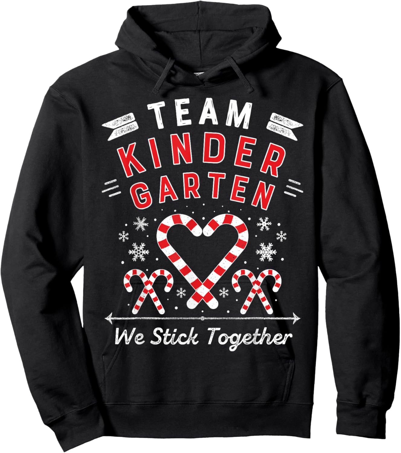 Team Kinder garten Christmas Candy Cane Kindergarten Teacher Women Kids Hoodie - Hoodie | Black