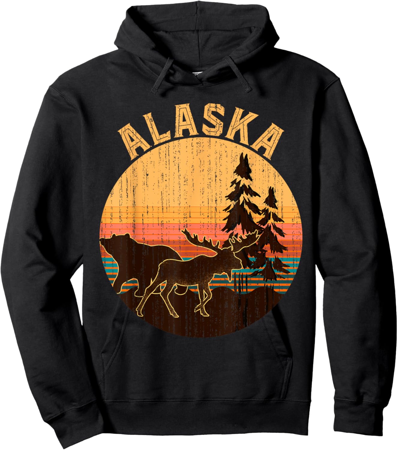 Nature Willdife Bear Moose Alaskan Animal Forest Alaska Hoodie - Hoodie | Black