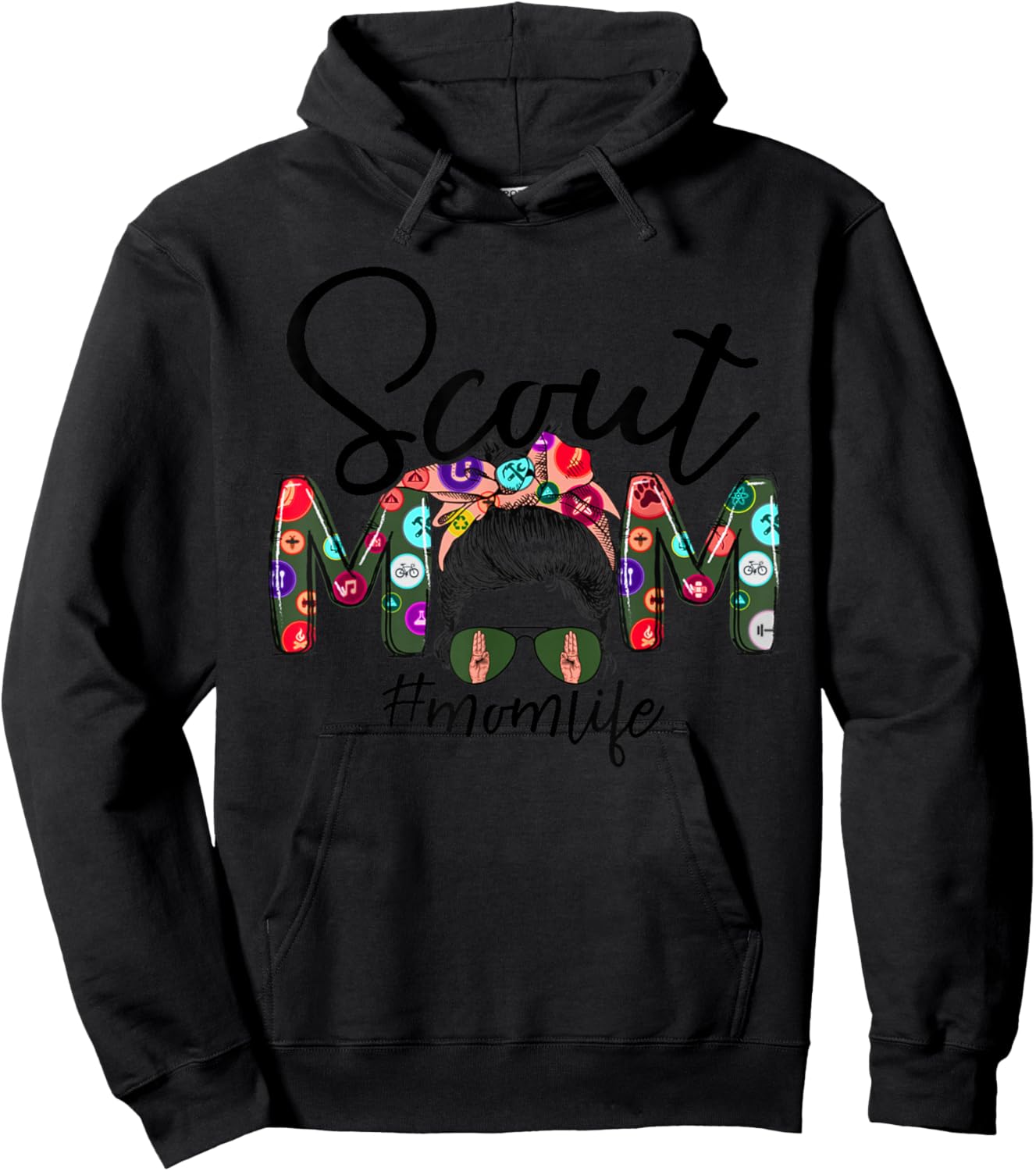 Scouting Scout Mom Life Messy Bun Hair Mother's Day Mommy Hoodie - Hoodie | Black