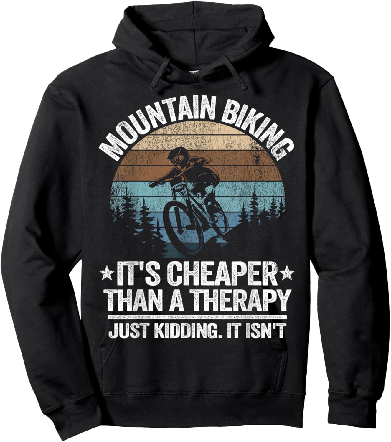 Mountain Biking It's Cheaper Than A Therapy Mountain Bike Hoodie - Hoodie | Black