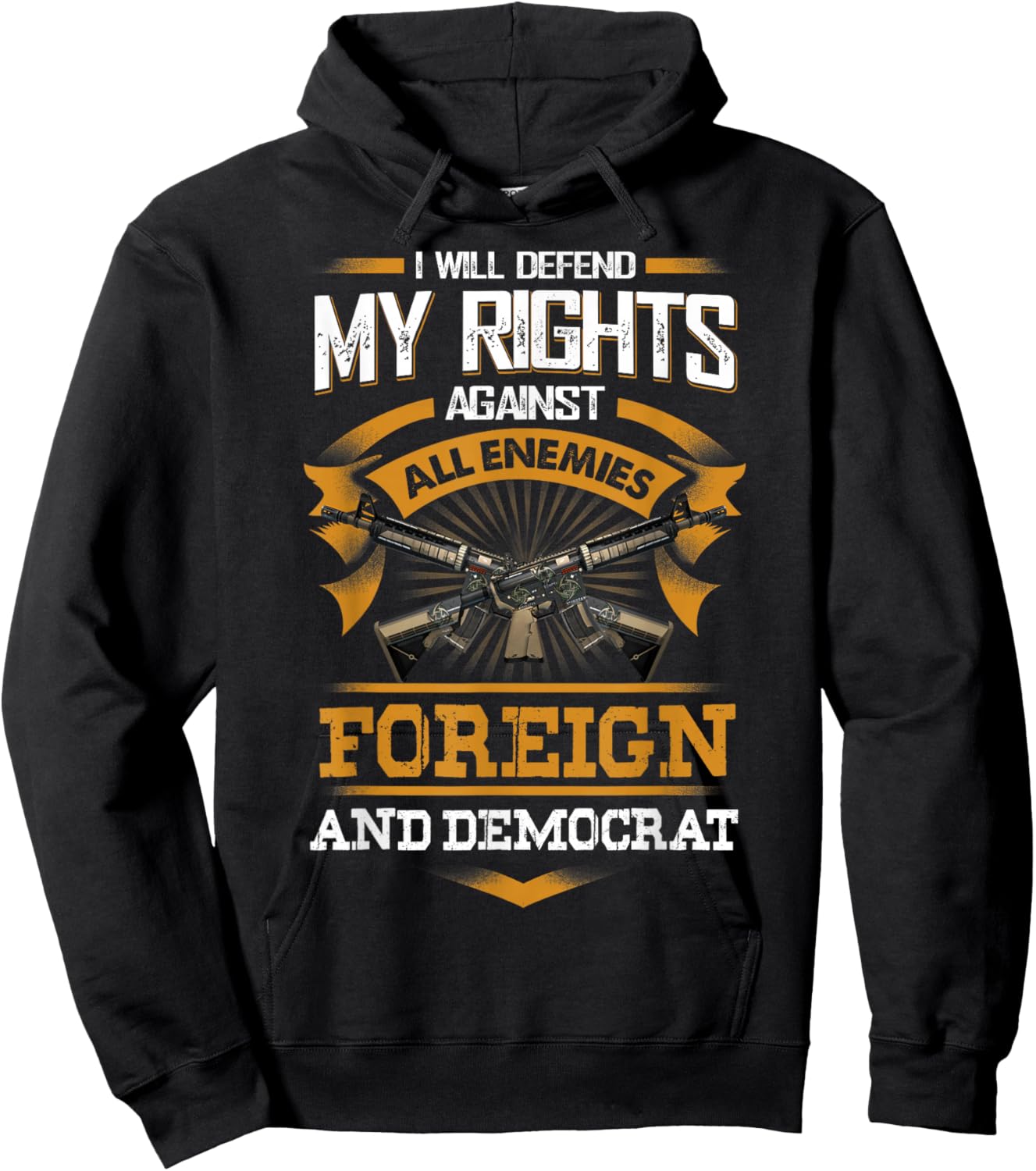 I Will Defend My Rights Againts All Enemies Foreign Democrat Hoodie - Hoodie | Black