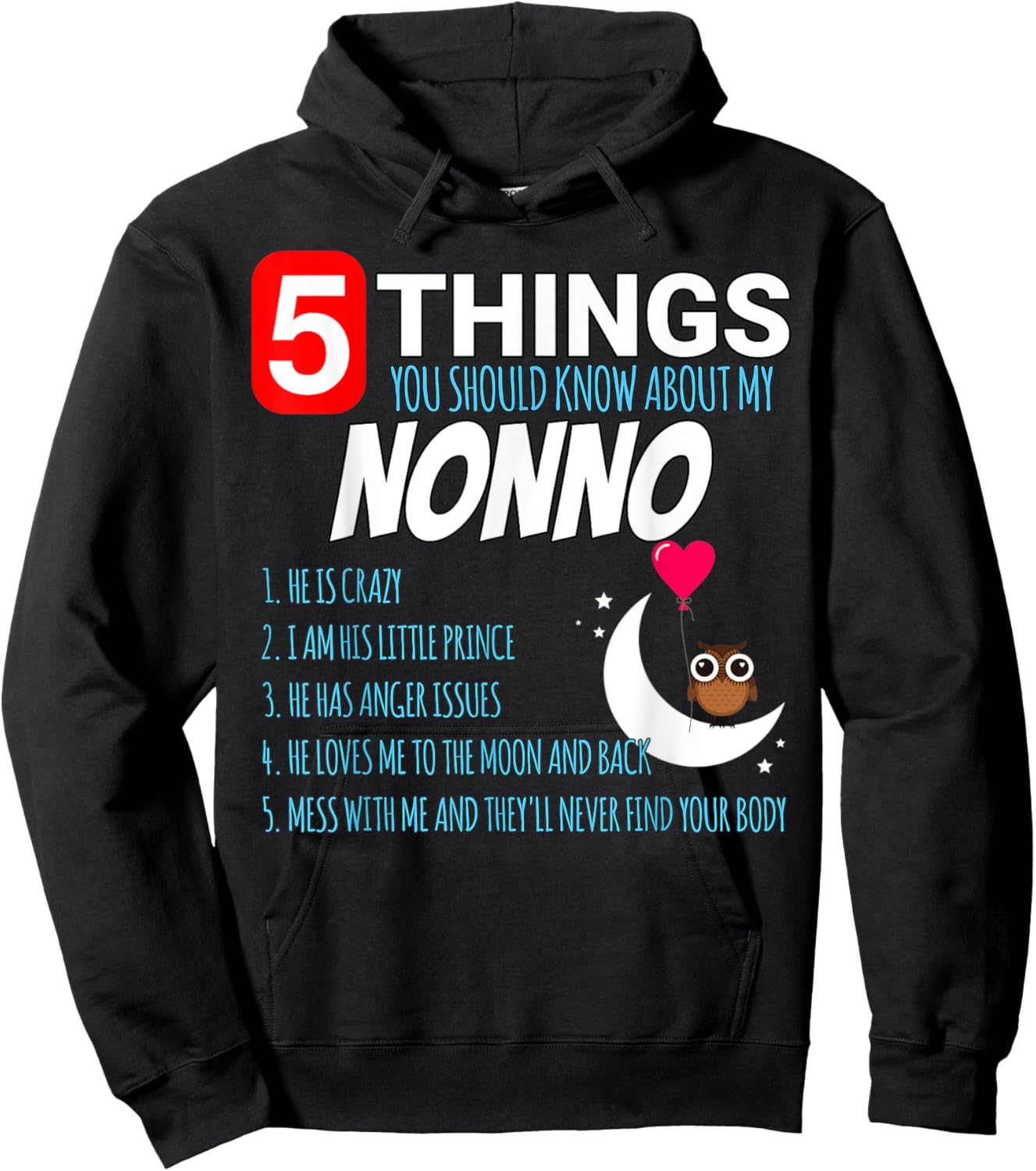 Nonno Proud funny 5 Things you should know about my Grandpa Hoodie - Hoodie | Black