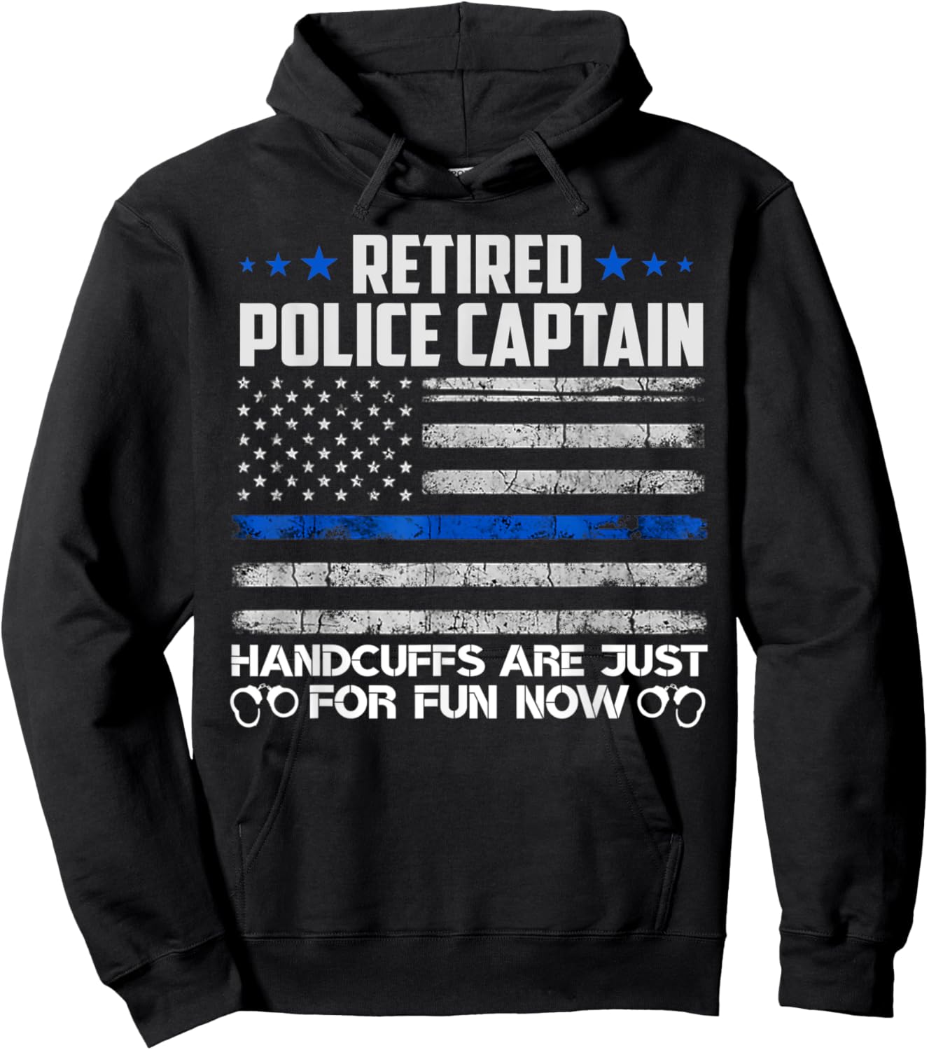 Retired Police Captain Handcuffs Just For Fun Now Usa Flag Women Men Hoodie - Hoodie | Black