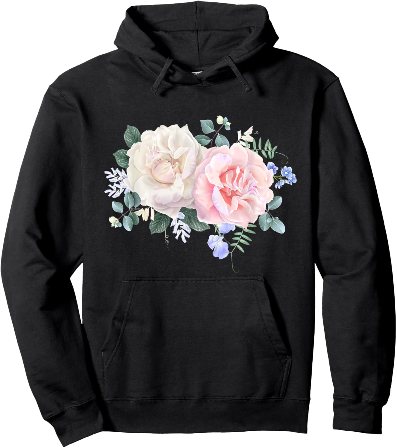 Vintage Flower Rose Floral Shirt - Pastel Flower Rose Hoodie - Hoodie | Black