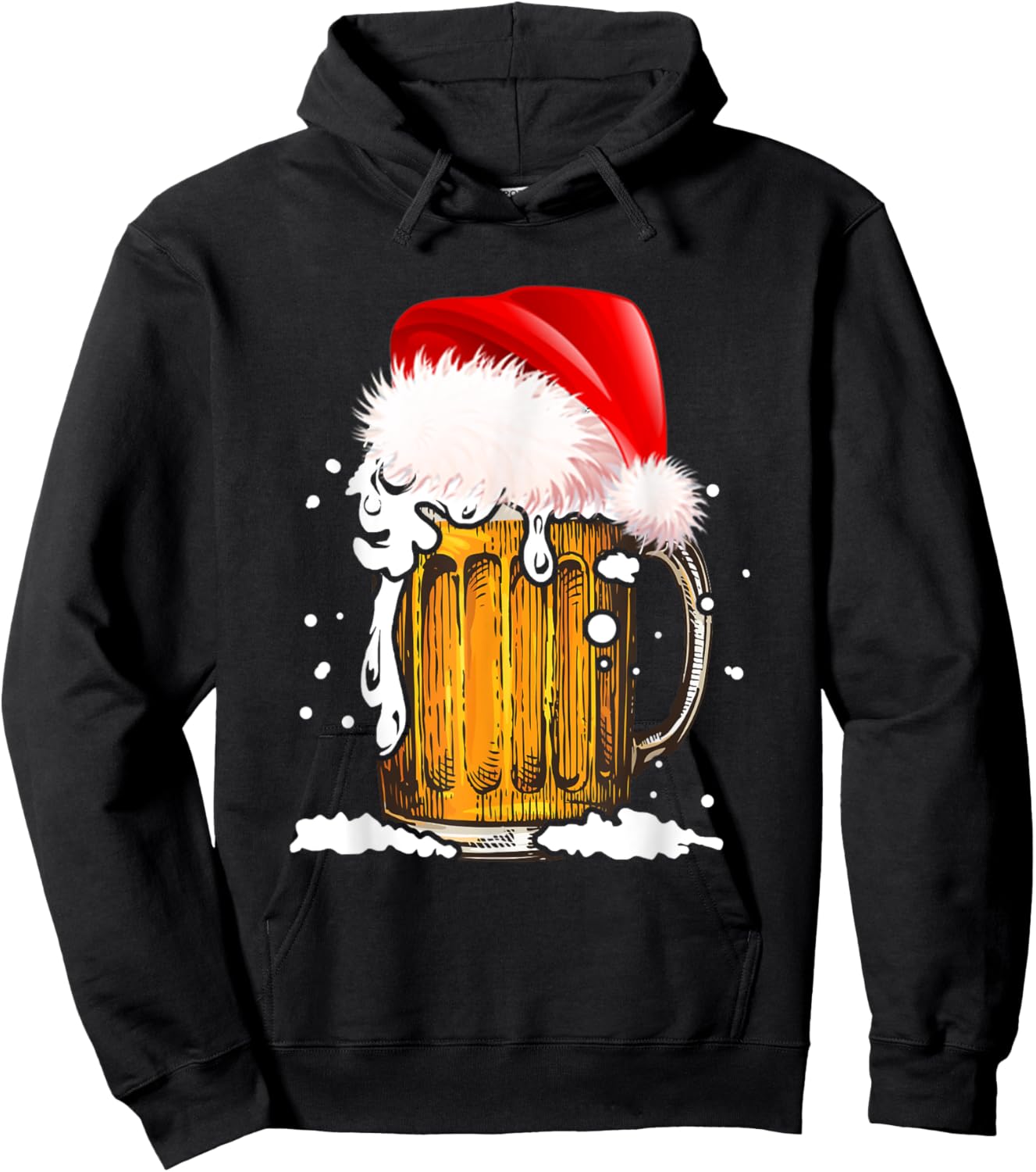 Beer Santa Hat Christmas Drinking Lover Alcohol Pajamas Hoodie - Hoodie | Black