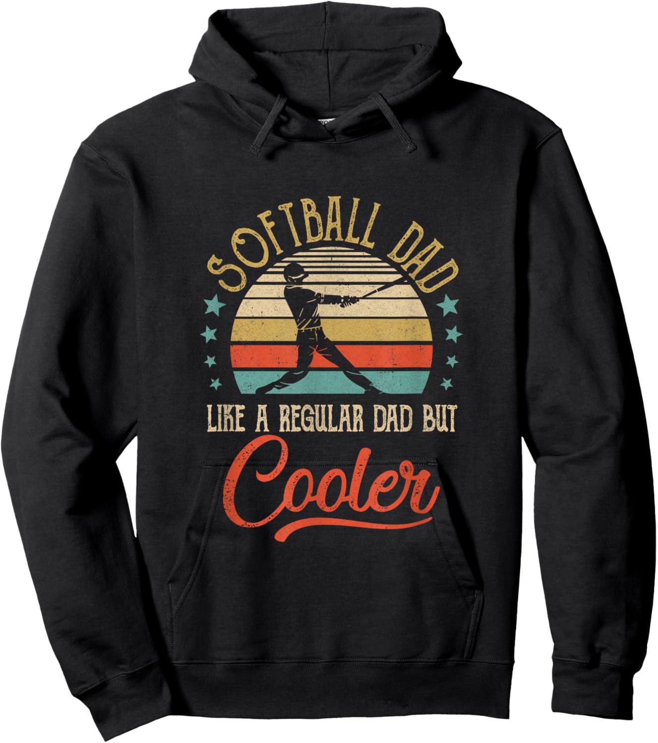 Softball Dad Like A Regular Dad Cooler Vintage Fathers Day Hoodie - Hoodie | Black