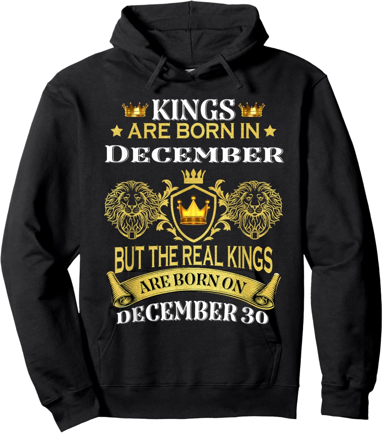 Kings Are Born On December 30th Birthday Men Boy Kid Hoodie - Hoodie | Black