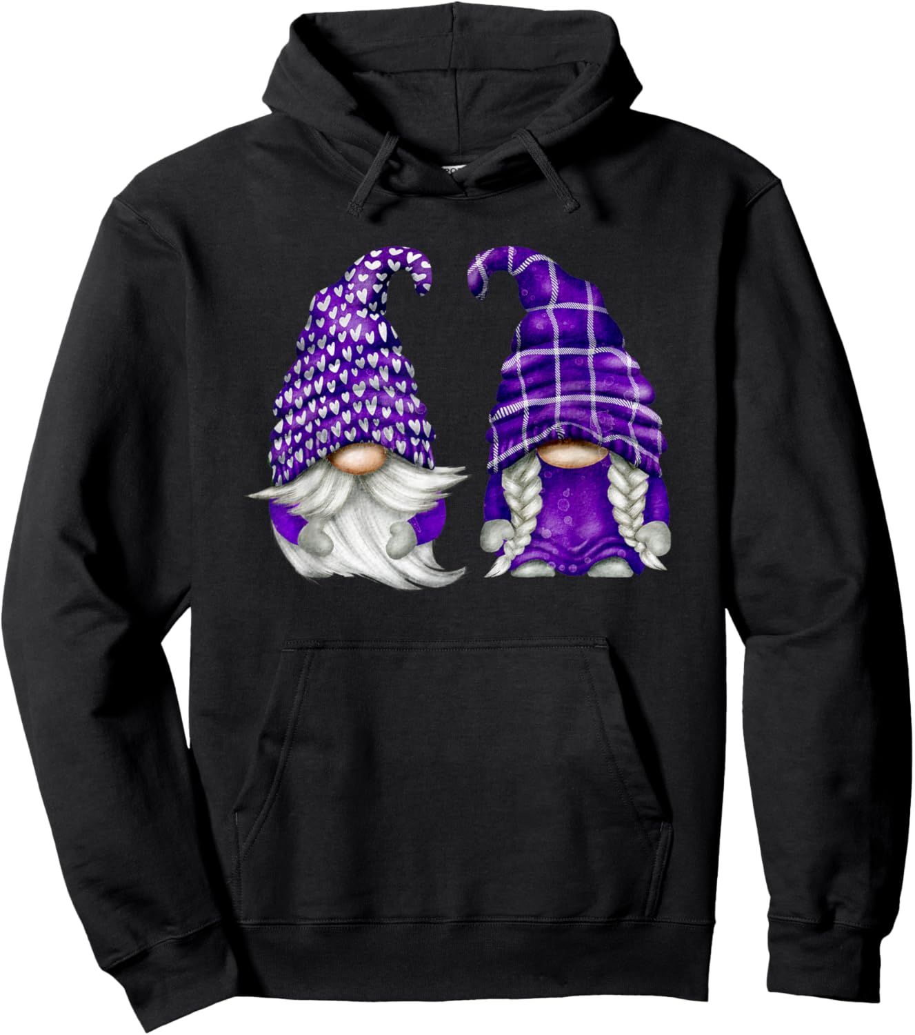 Purple Gnome Spring Aesthetic and Summer Lavender Hoodie - Hoodie | Black