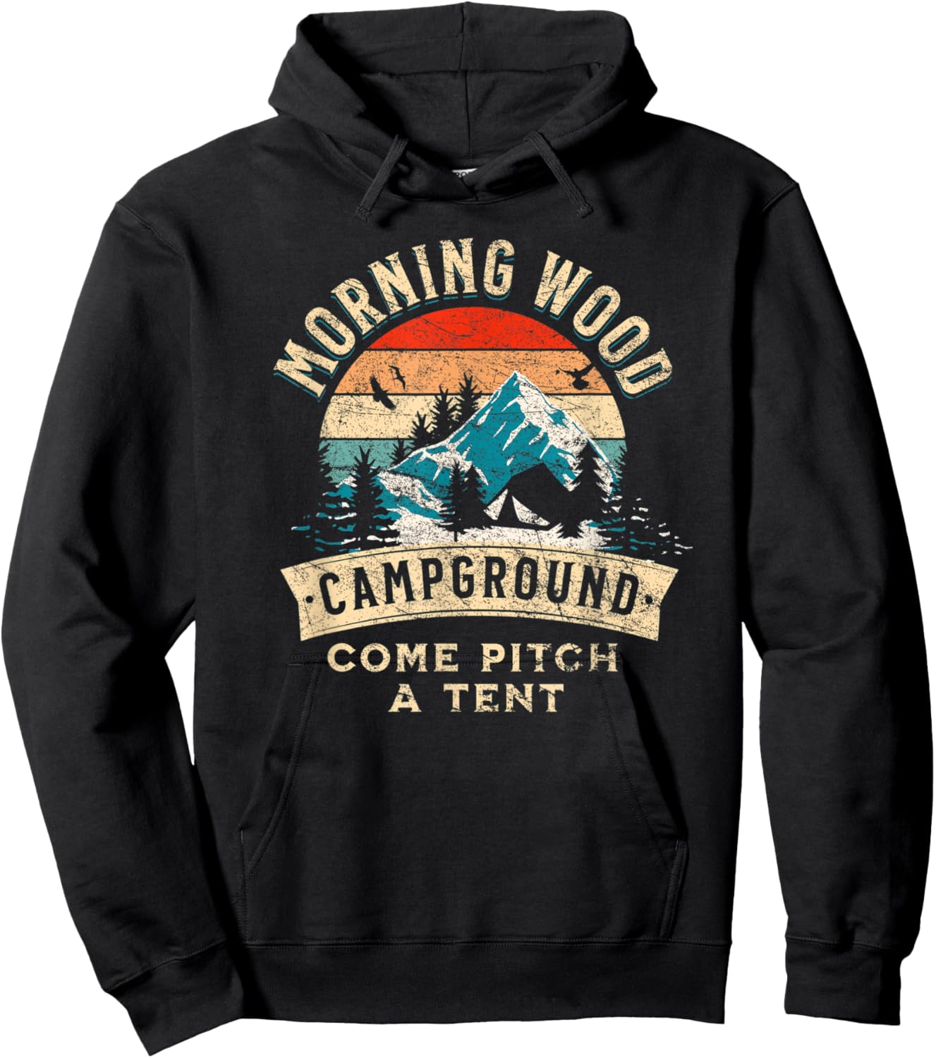 Funny Camping Tent Morning Woods Campground Funny Camping Hoodie - Hoodie | Black