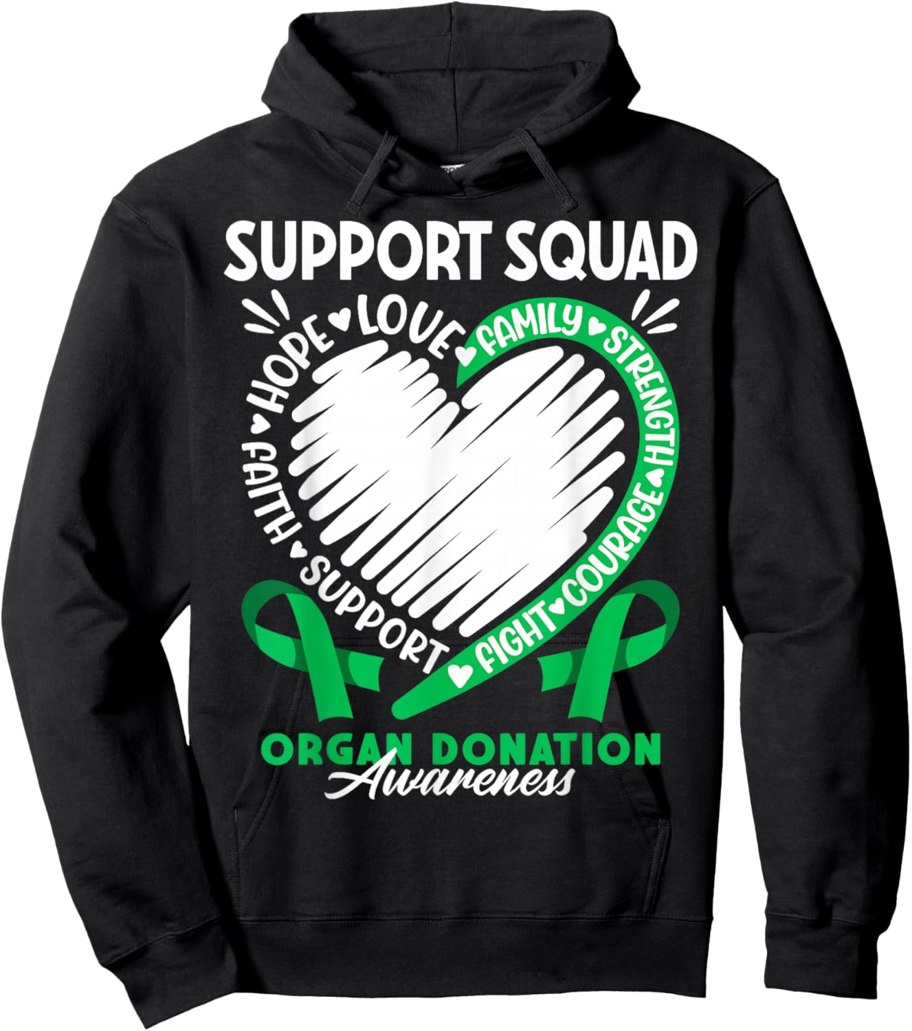 Support Awareness Squad I Transplant Survivor Organ Donation Hoodie - Hoodie | Black