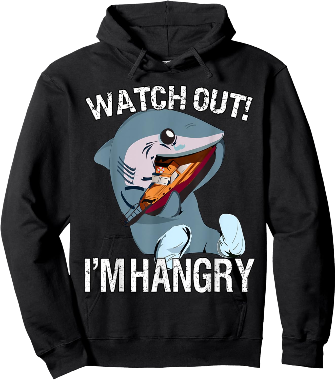Funny Watch Out! I'm Hangry Cute Hangry Shark Hoodie - Hoodie | Black