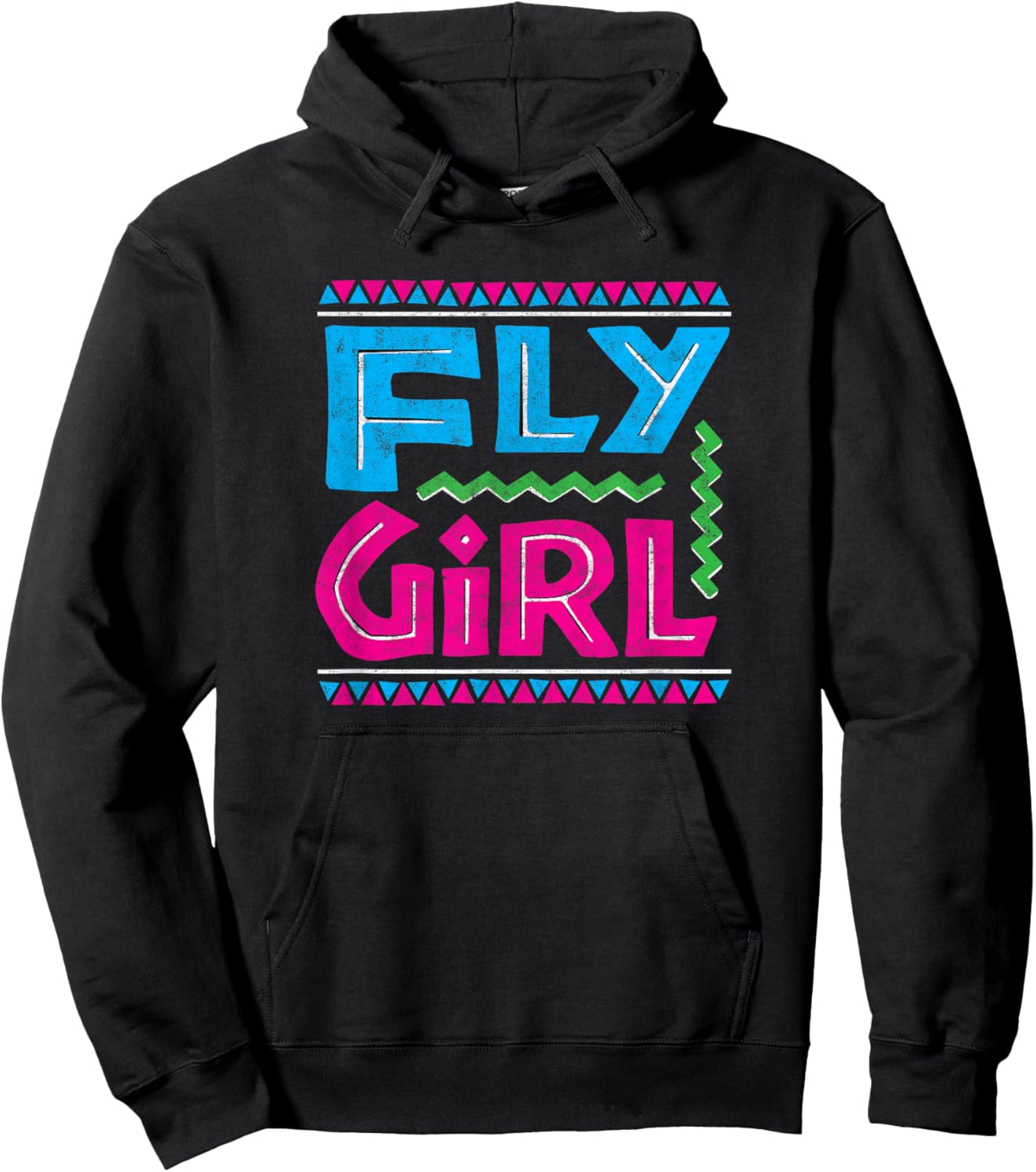 Fly Girl 80s 90s Old School Distressed B-Girl Hip Hop Hoodie - Hoodie | Black