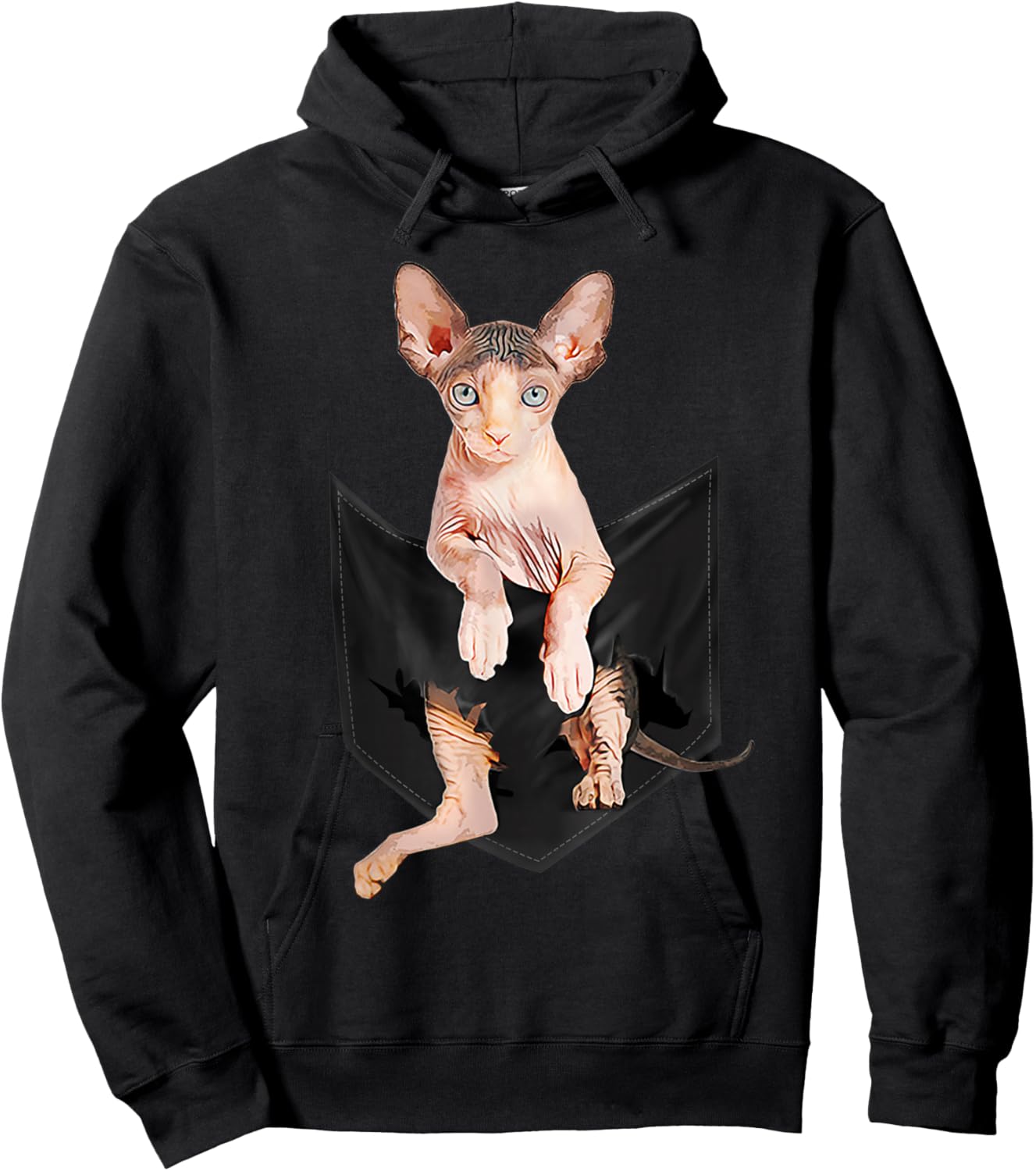 Sphynx Cat in Pocket Cats Shirt Gifts Hoodie - Hoodie | Black