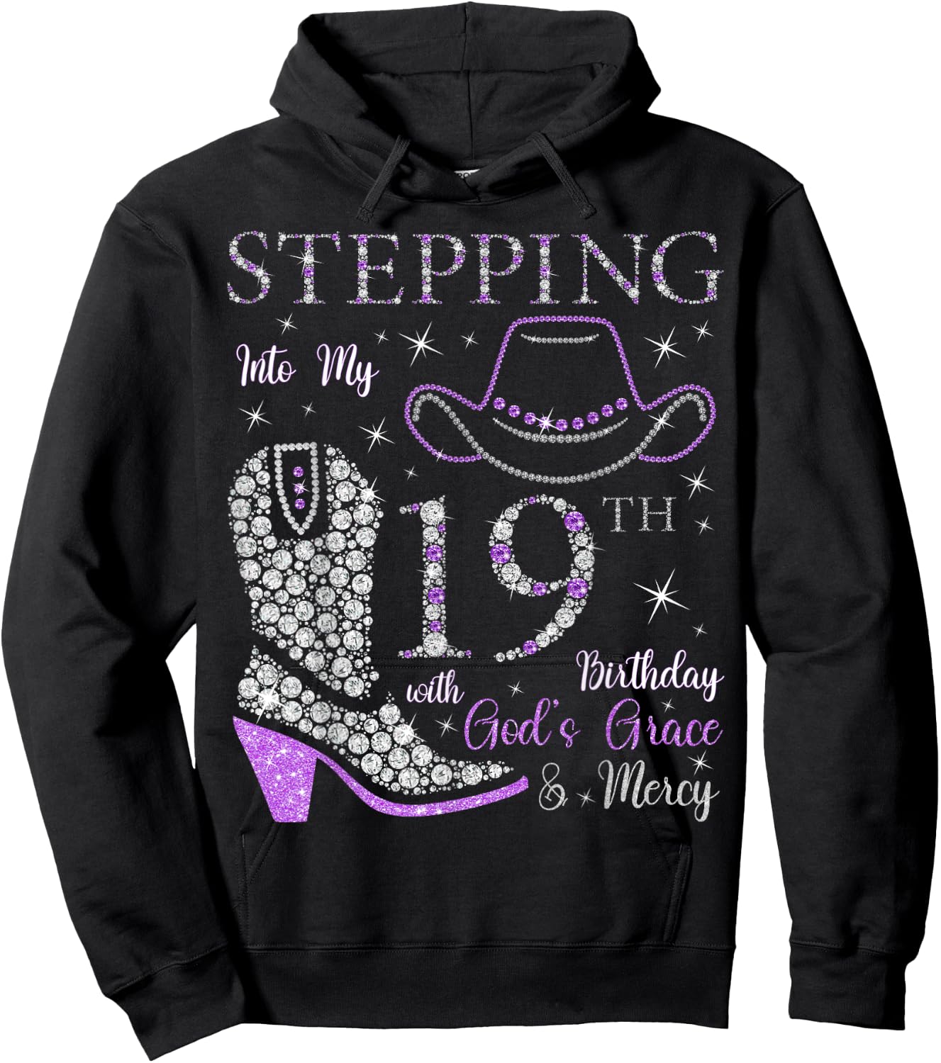 Stepping Into My 19th Birthday With God's Grace and Mercy Hoodie - Hoodie | Black
